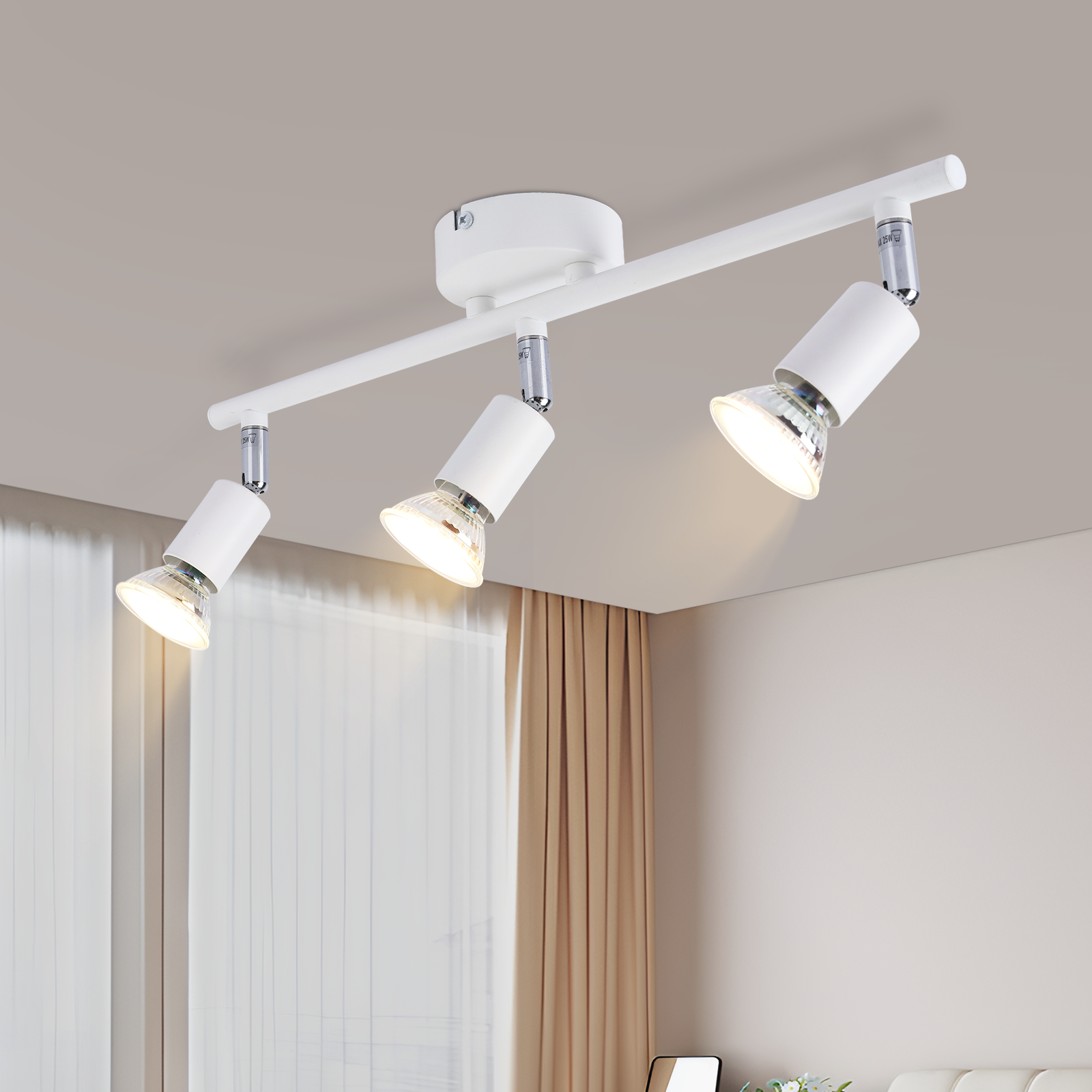 NETTLIFE LED - loftspotlight med 3 lamper - moderne varm hvid GU10 - indendørs loftslampe