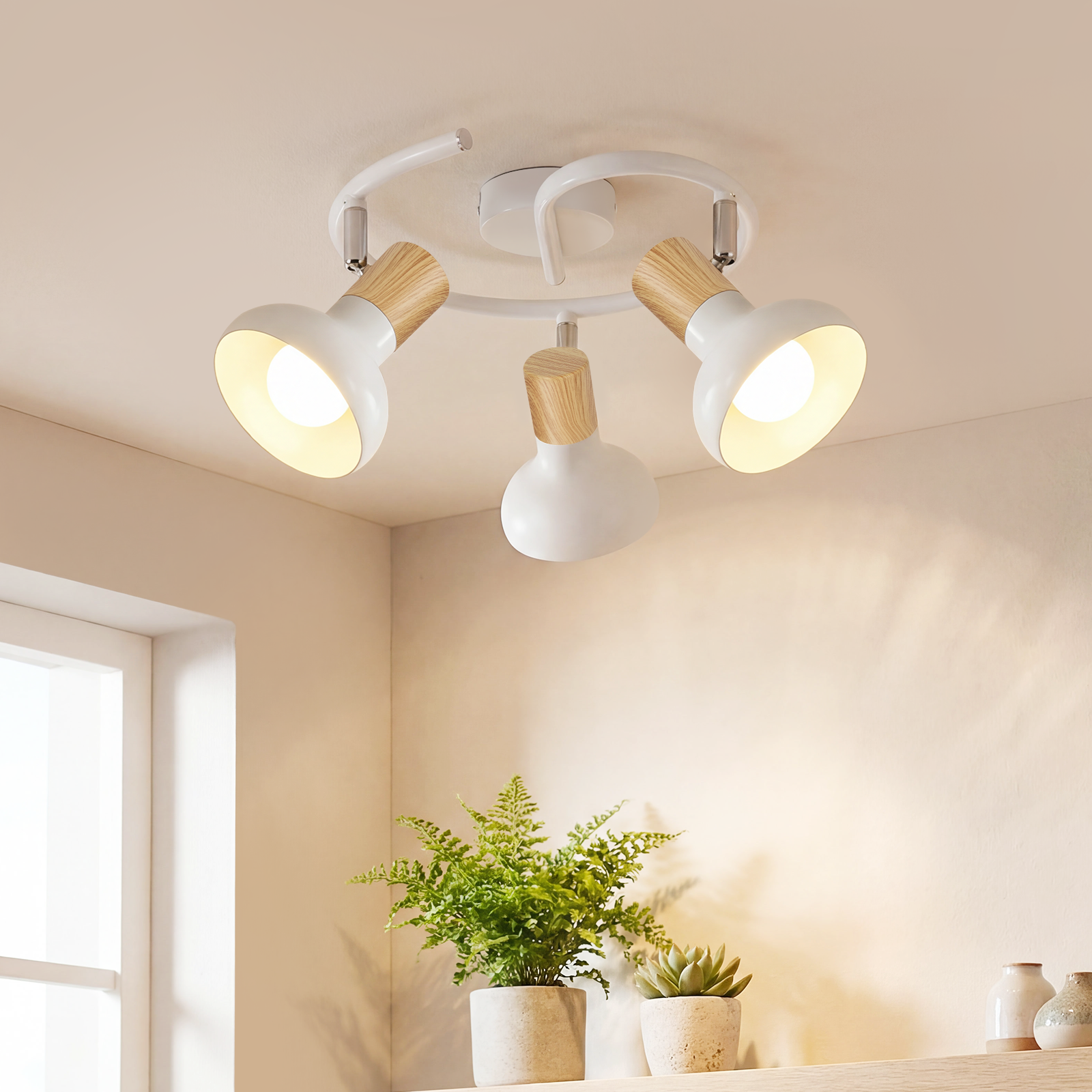 NETTLIFE Vintage - loftspotlight E14 Indendørs brug 350° justerbar Hvid Uden pære Industriel brug 3 lamper Rund