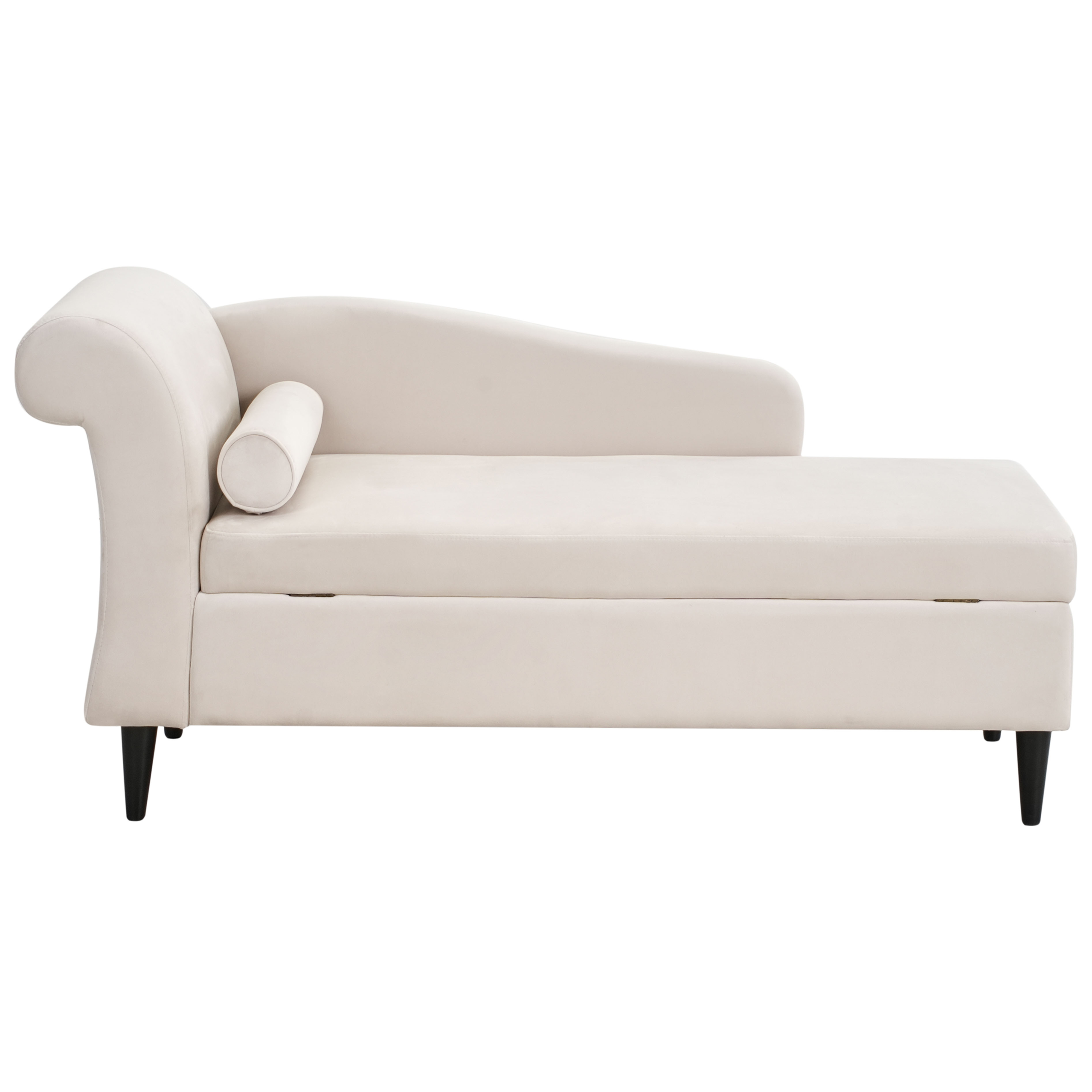Venstrevendt chaiselong LUIRO med opbevaring Velour Beige