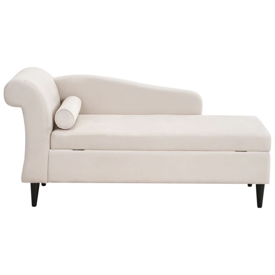 Venstrevendt chaiselong LUIRO med opbevaring Velour Beige