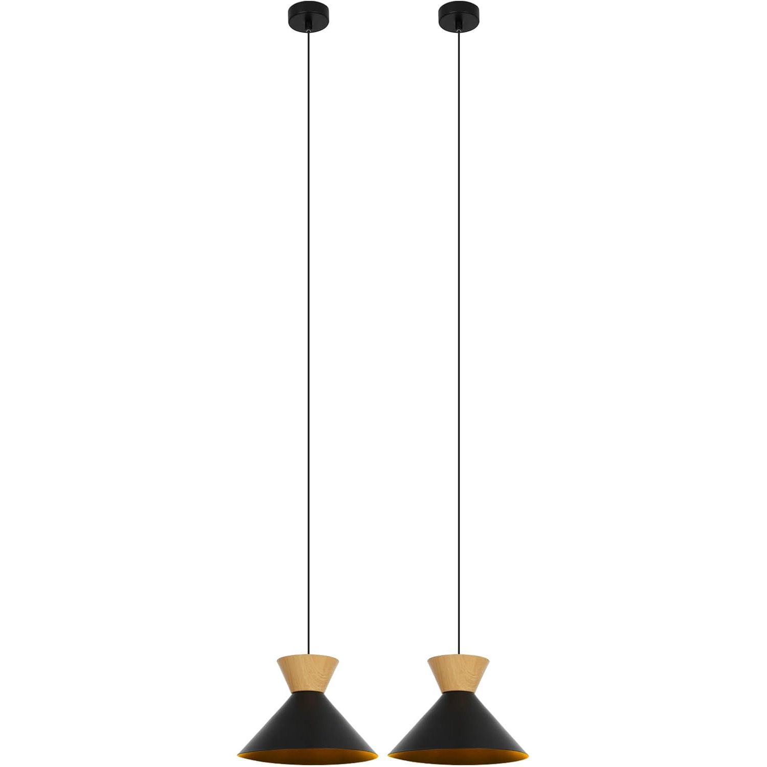 NETTLIFE Vintage - spisestue, pendellampe, 2 x sort, pendellampe, industriel, pendellampe, E27, metal, retro
