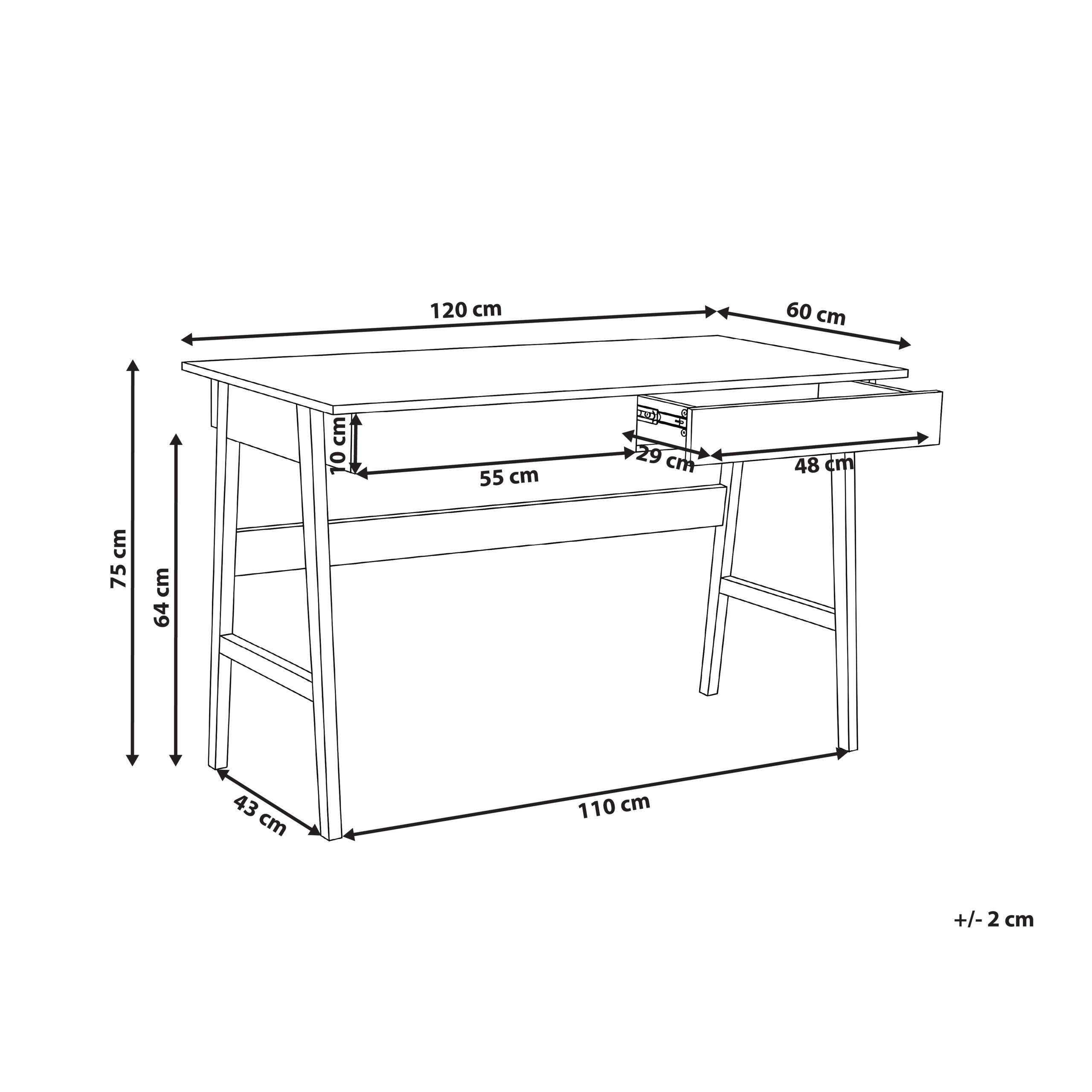 Skrivebord THESLAY 120 cm 60 cm Lysebrun/hvid