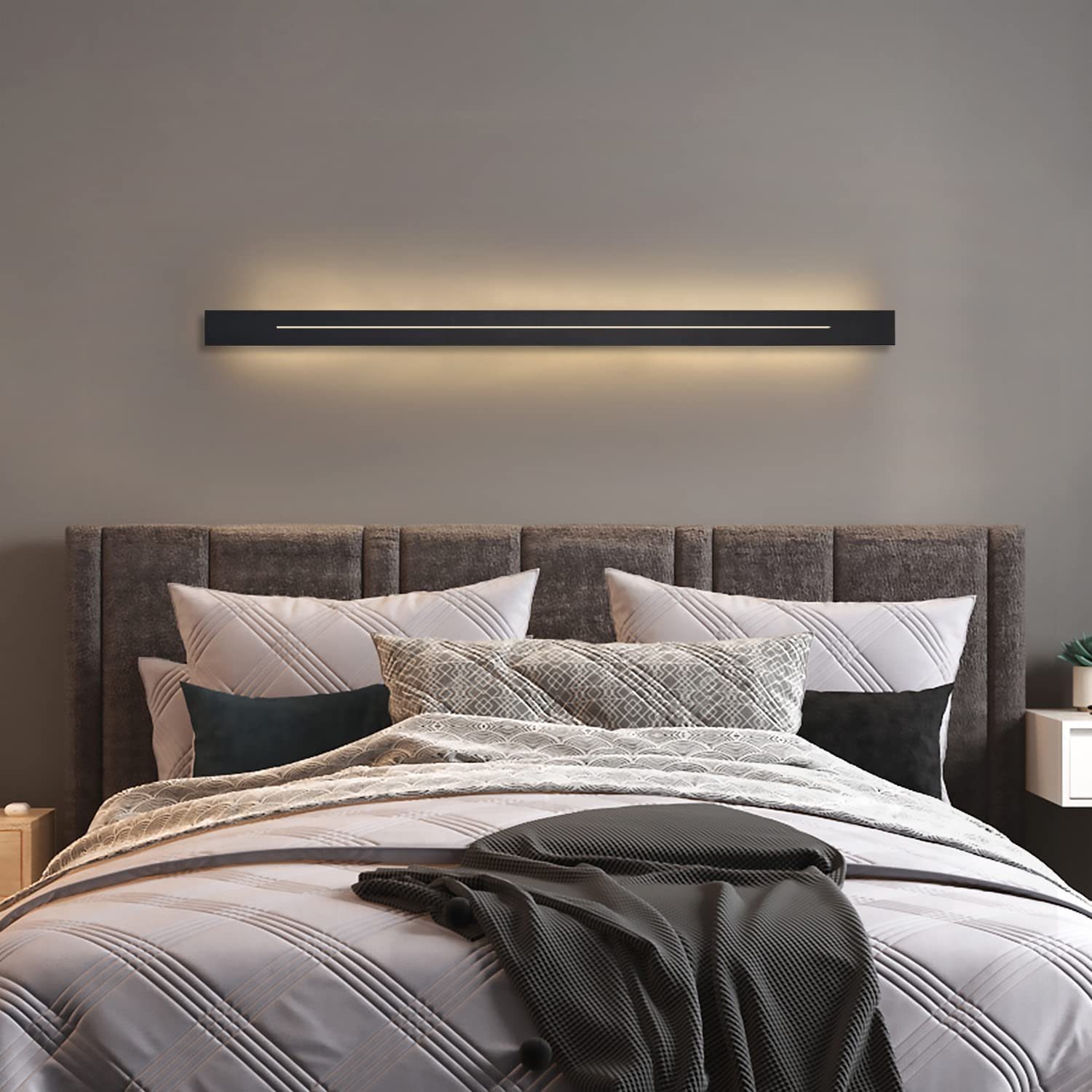 NETTLIFE LED - væglampe, til indendørs brug - moderne, soveværelse 100 cm korridorlampe, varm hvid, 31W, sort trappelampe, væglampe