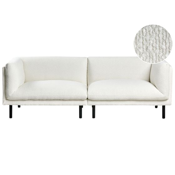 Sofa 3 personers VORGOD Boucle Cremehvid