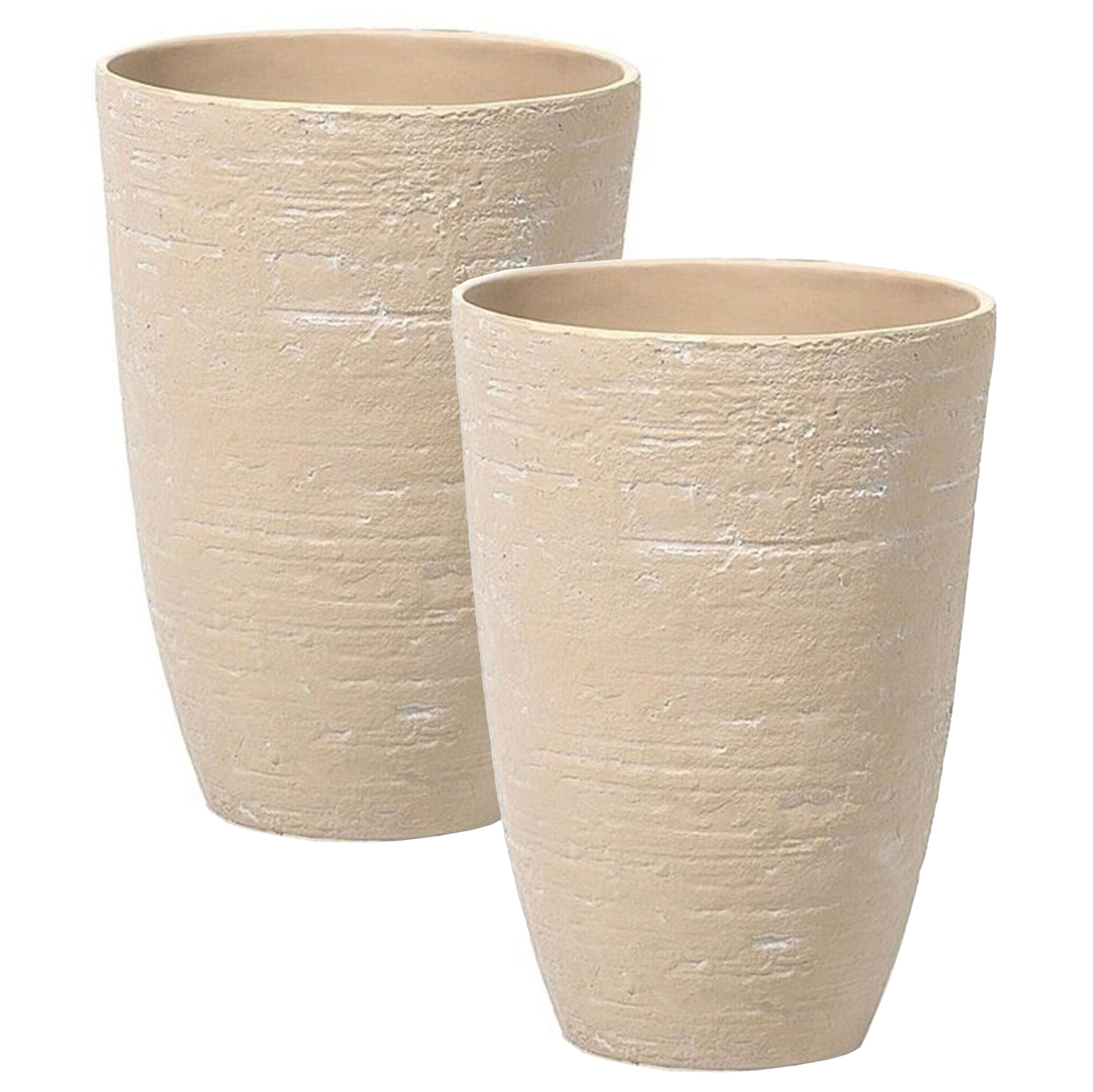 Sæt med 2 plantekrukker CAMIA 35 cm Beige
