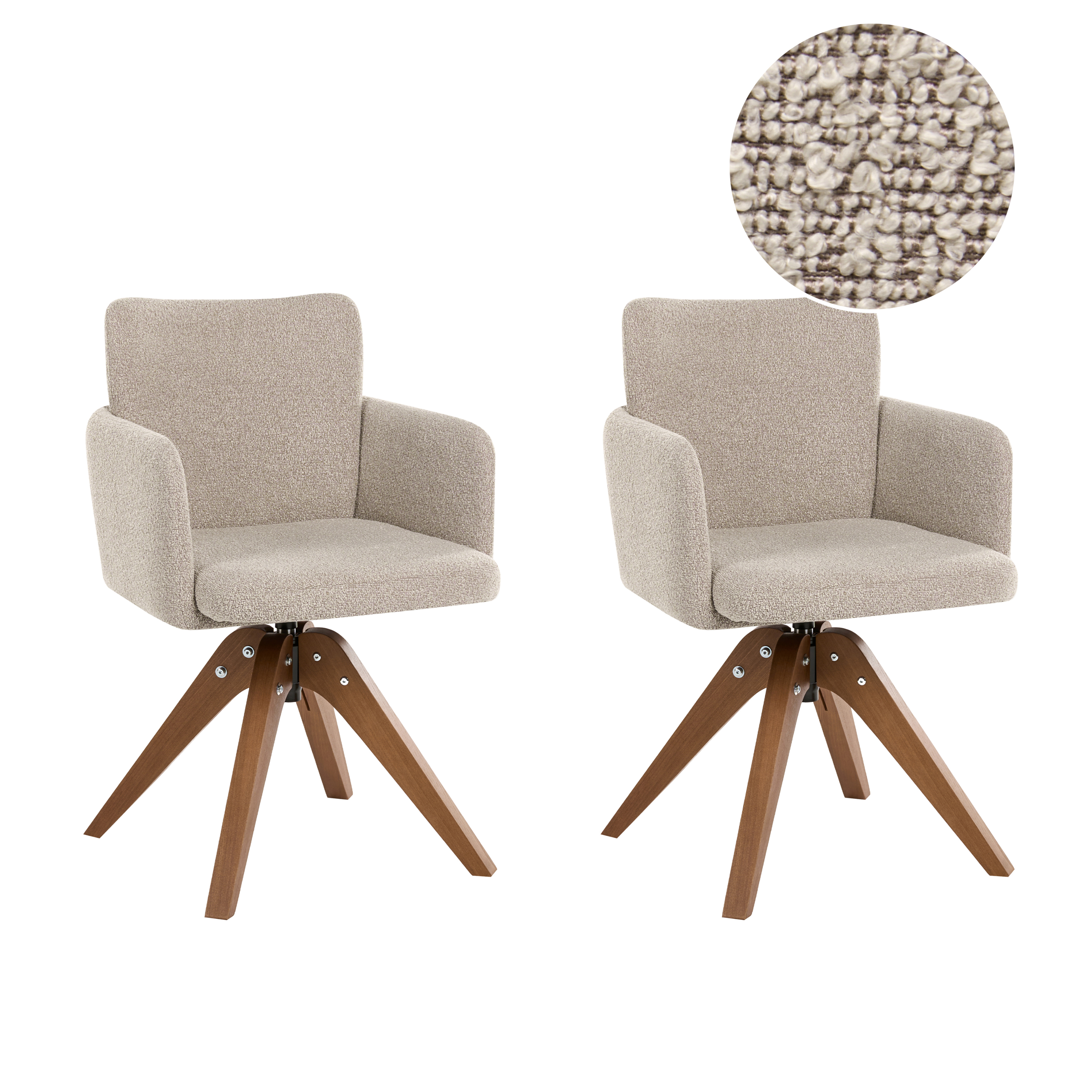 Sæt med 2 spisebordsstole EVELYN Boucle Beige