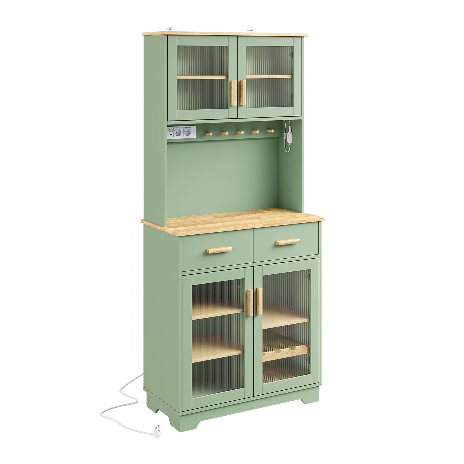 Sideboard med glasfront, grøn, 78x38x180 cm, FSB108-E-GR (sæt af 2)