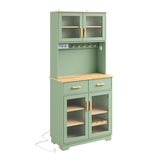 Sideboard med glasfront, grøn, 78x38x180 cm, FSB108-E-GR (sæt af 2)