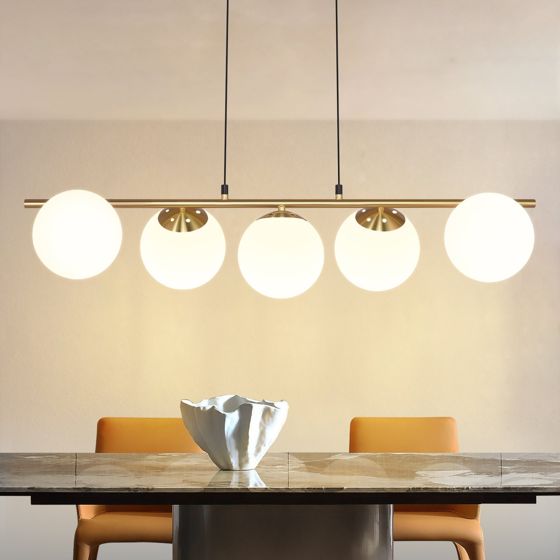 NETTLIFE guldfarvet glaspendellampe, E27, moderne spise- eller stuelampe i vintage-stil