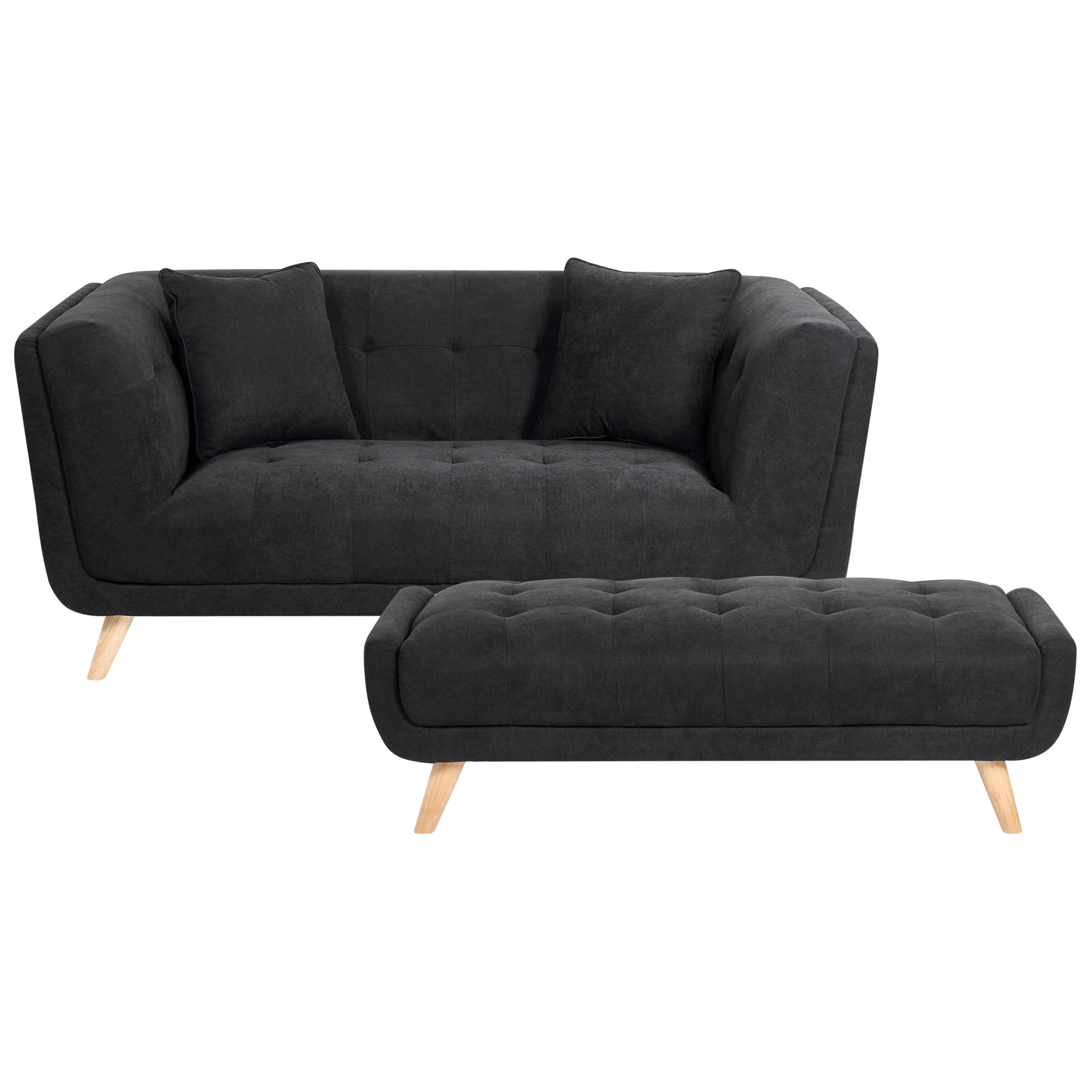 Sofa 2 personers HABO med fodskammel Sort