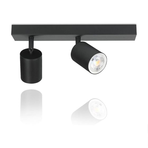 NETTLIFE Sort loftspotlight til stuen, loftslampe med 2 flammer, GU10 loftspotlight