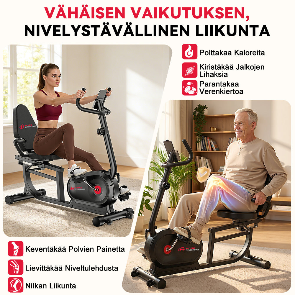 Liggende motionscykel X1 16 modstandsniveauer støjsvag magnetisk modstand