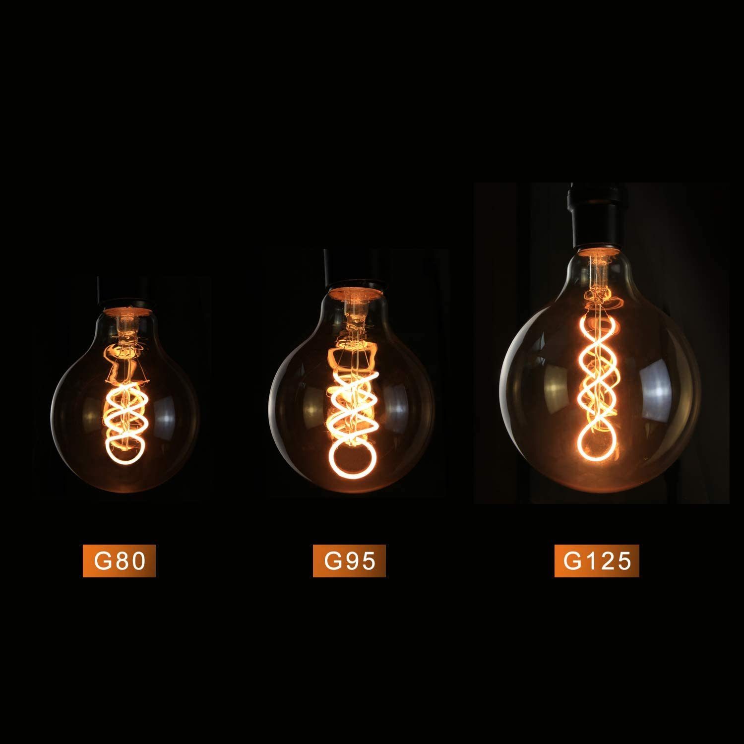 NETTLIFE LED Edison - pære, retro-stil kuglepære, 4 W, G80, dekorative kuglepærer, varm hvid, 2200 K, LED