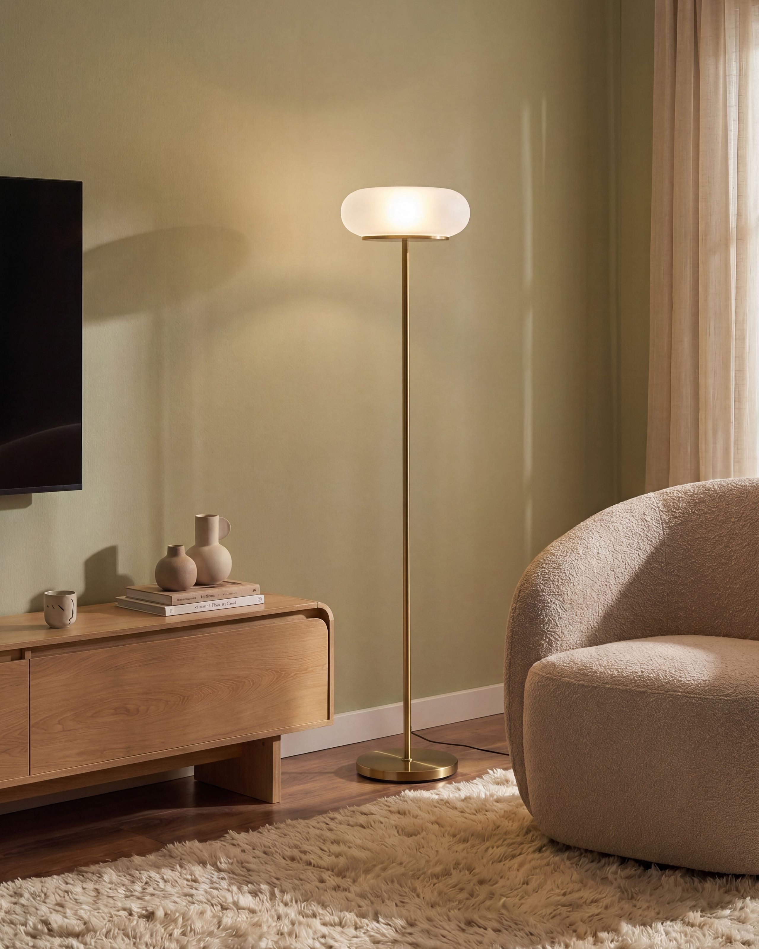 LED-gulvlampe NITH Med dæmpning Glas Hvid