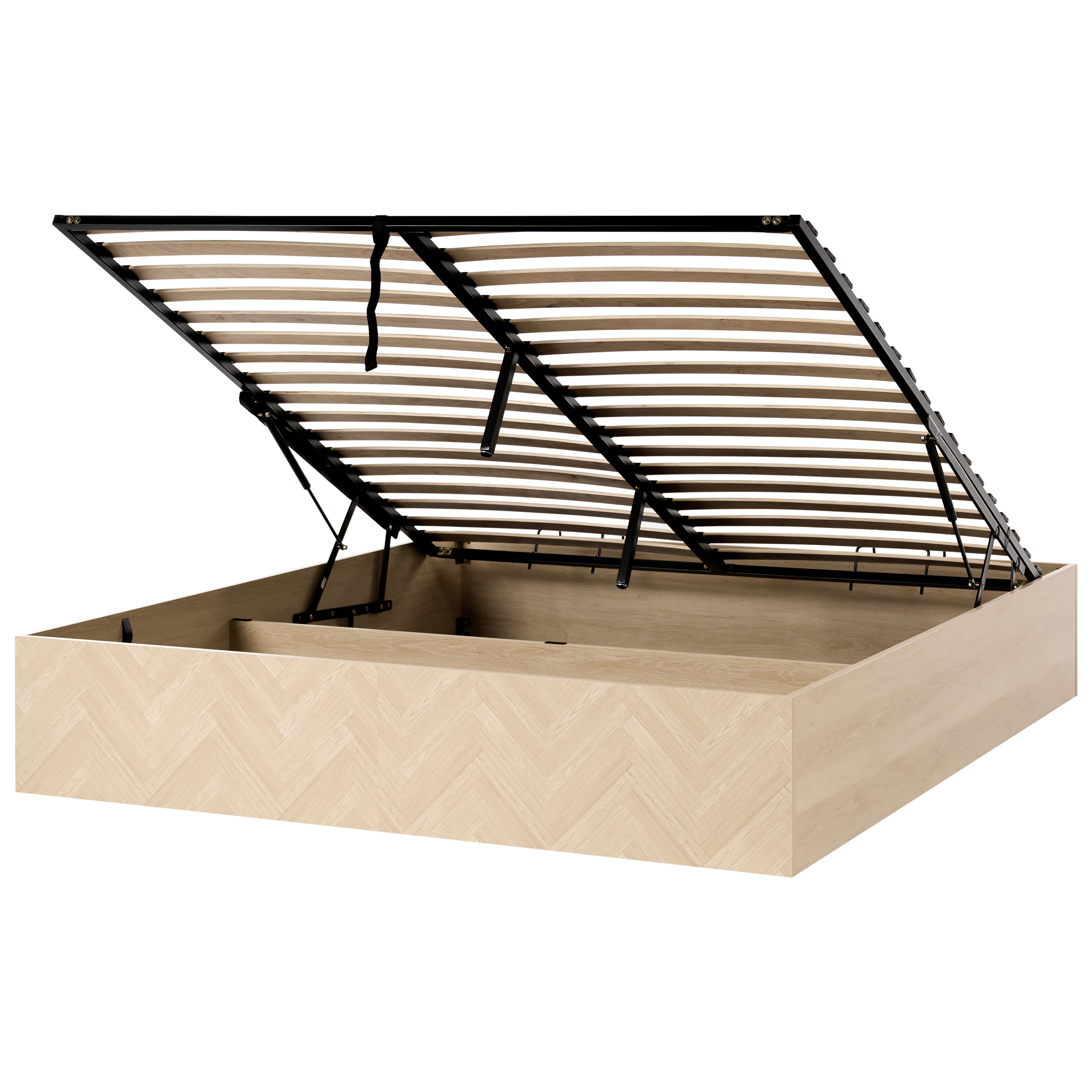 Seng med opbevaring uden gavl ETEL Lysebrun 180 x 200 cm