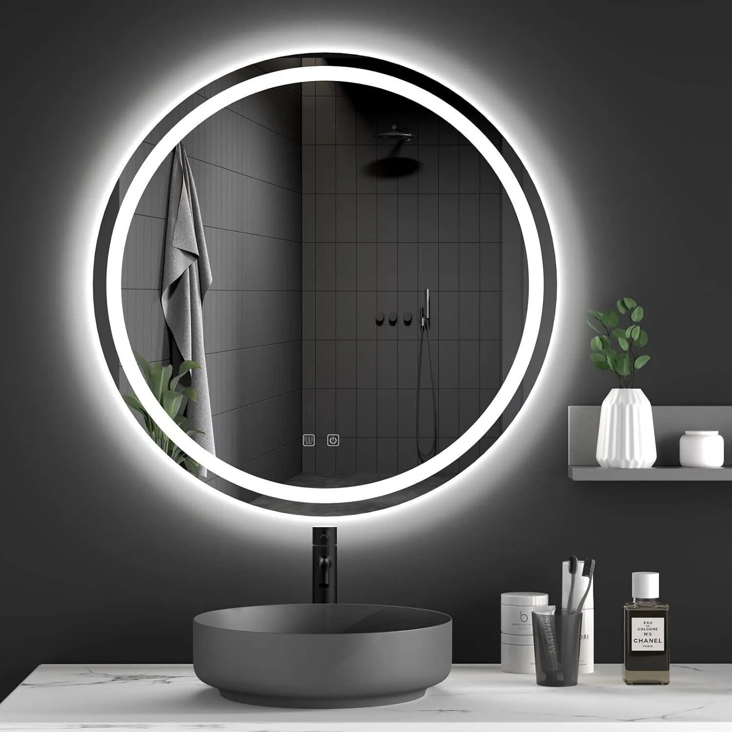 REA spejl LED P11241 70cm LED Lysegrå 2x68,5x68,5cm