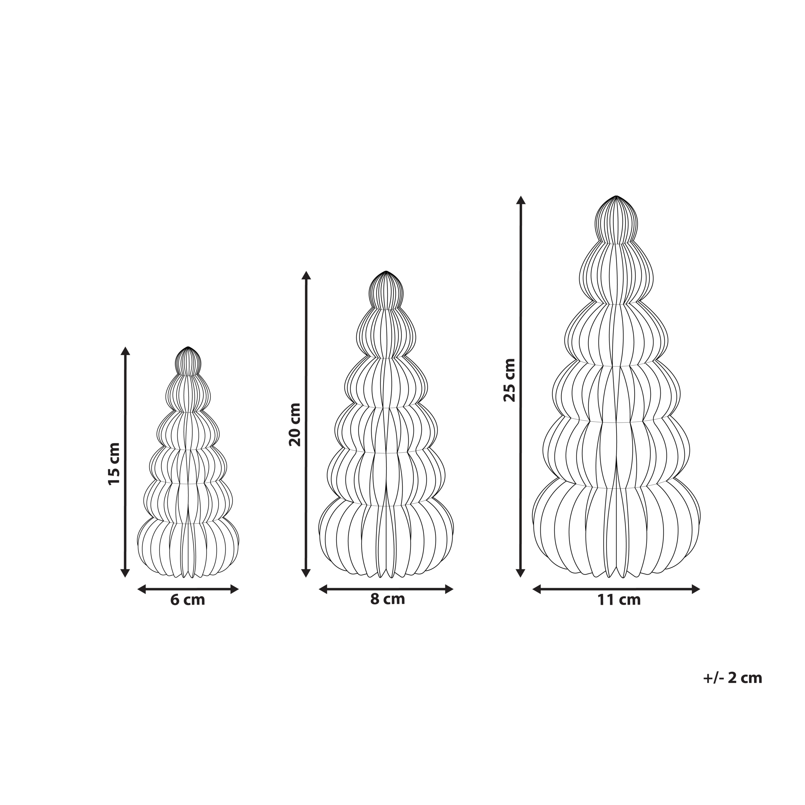 Sæt af 3 figurer DHAULAGIRI 15/20/25 cm Juletræ Rød