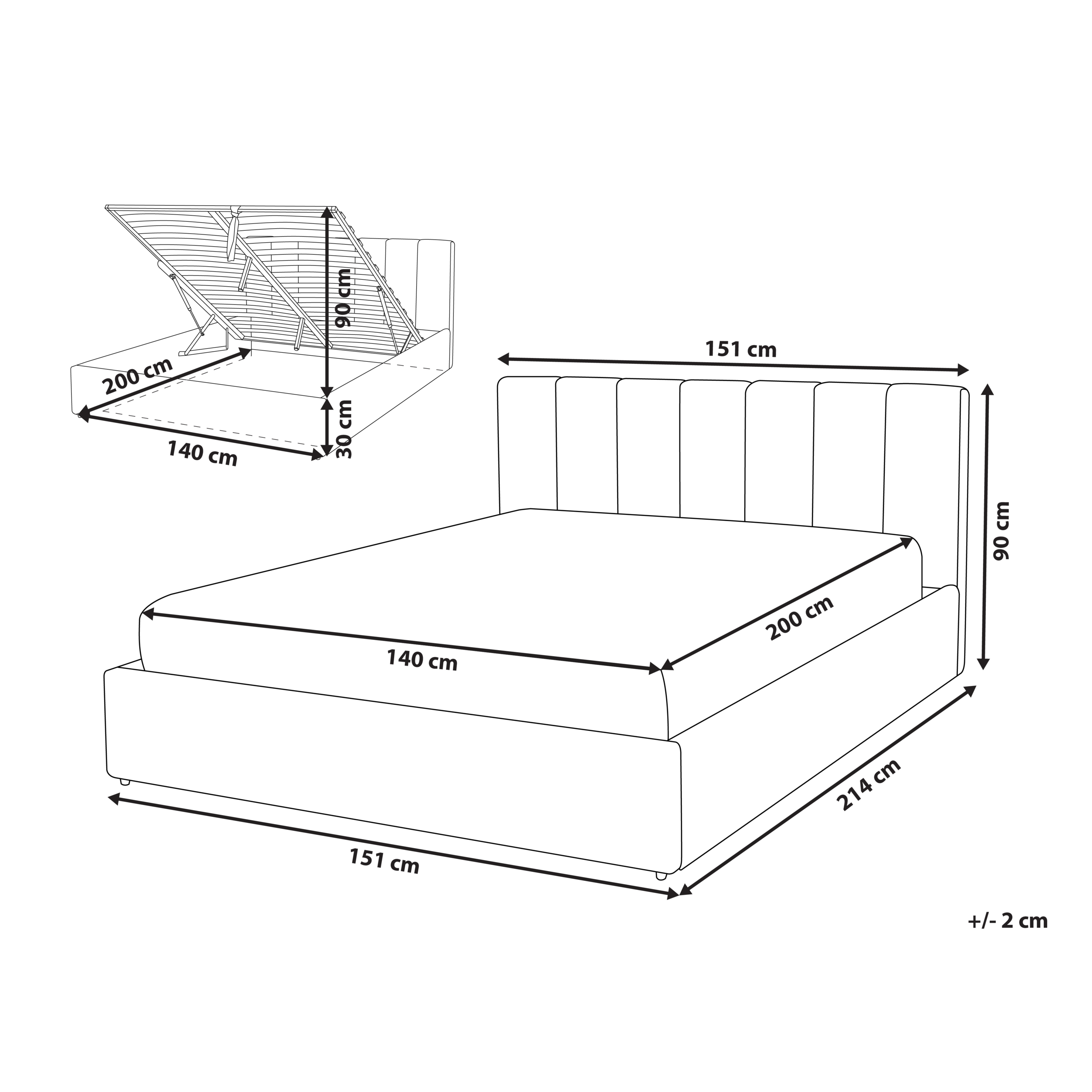 Seng med opbevaring DREUX Beige 140 x 200 cm