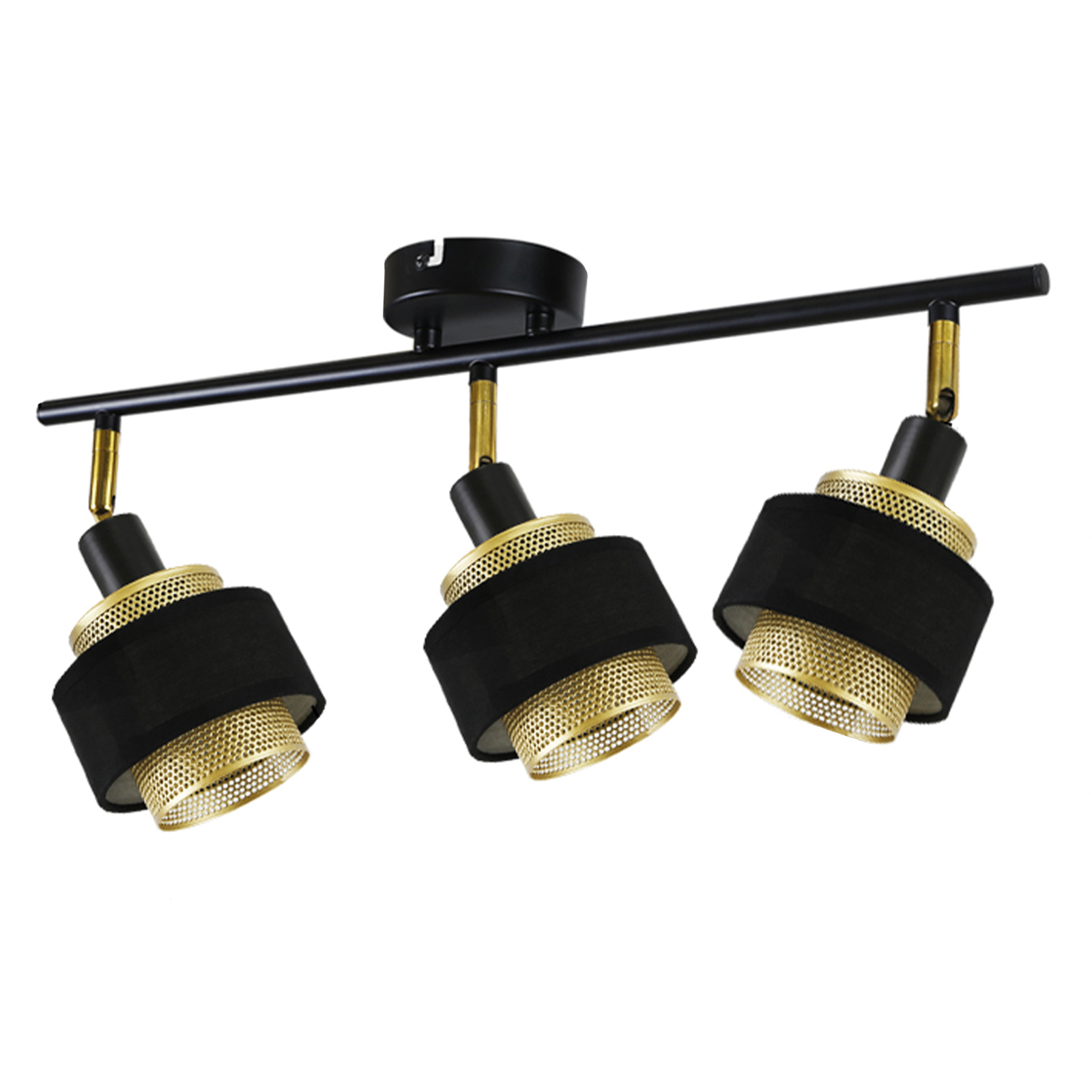 NETTLIFE Loftlampe med 3 lyskilder, E14, sort, vintage-stil, retro flamme, til soveværelse, gylden metal, justerbar, industriel stil