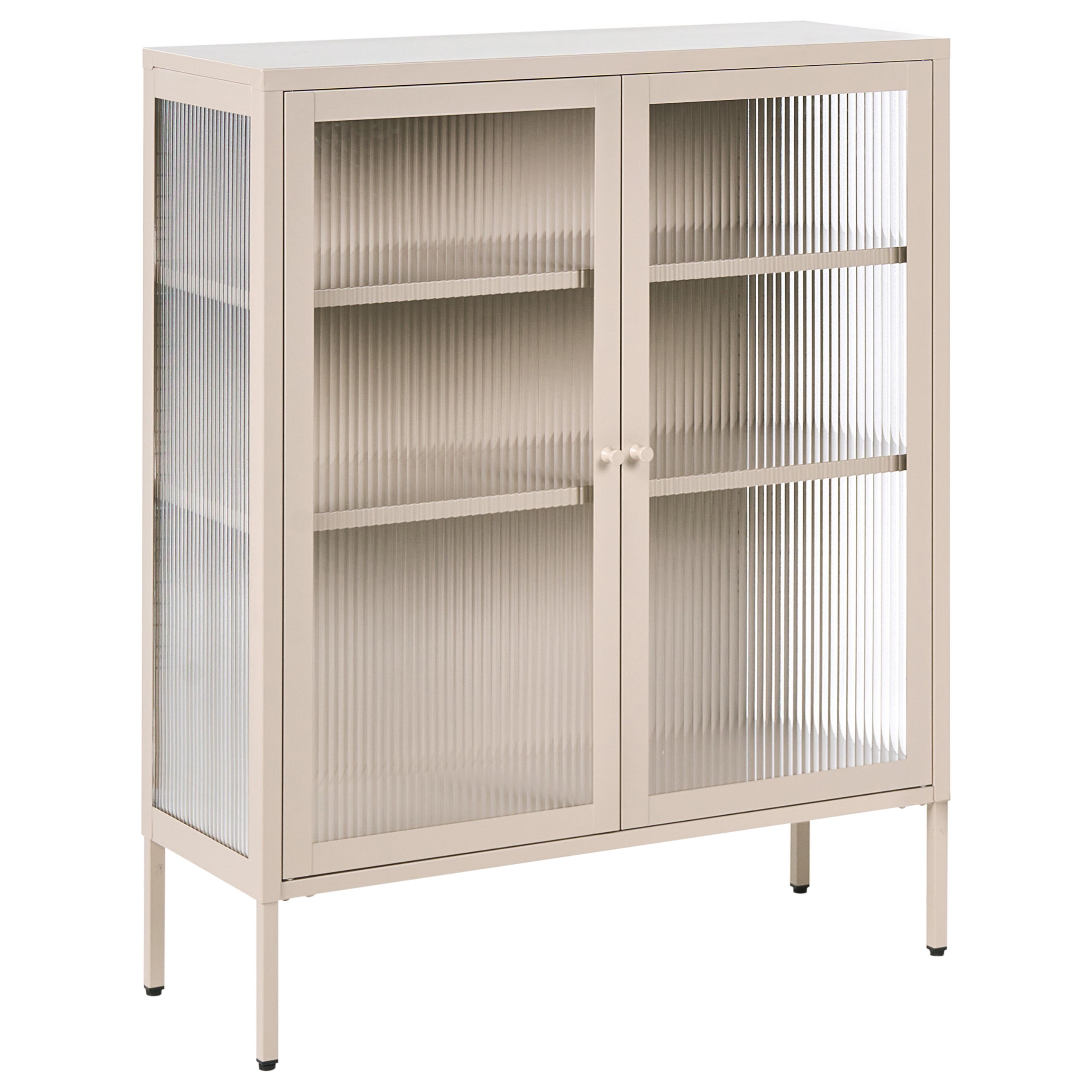 Glas vitrine skænk LERRYN 90 cm Metal Beige