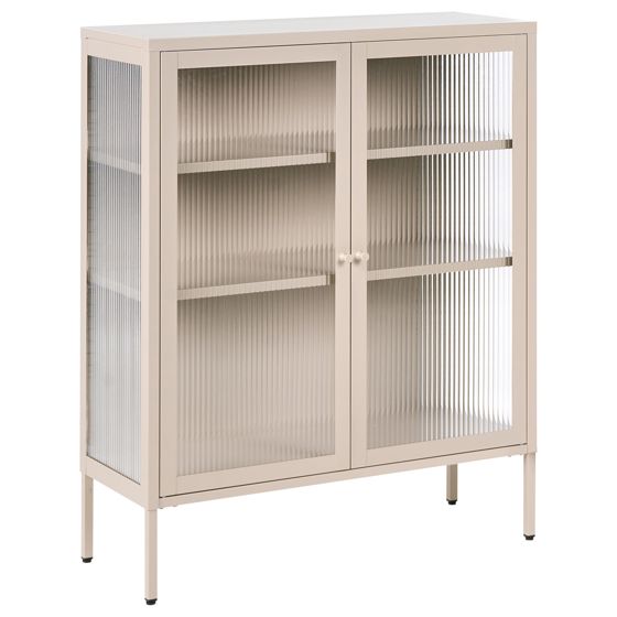 Glas vitrine skænk LERRYN 90 cm Metal Beige