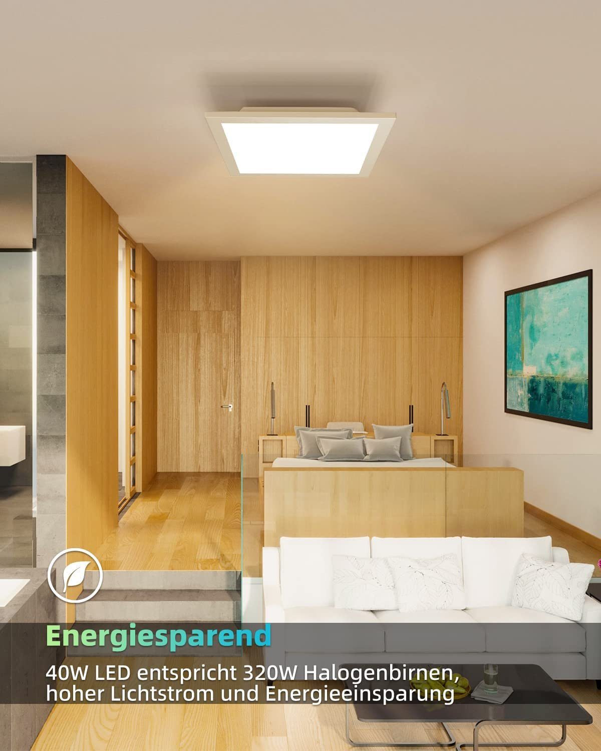 NETTLIFE LED - panelloftlampe, til stue, 60*60 cm, 40W, flad, 3000K