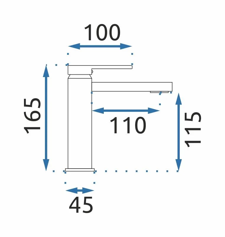 REA håndvaskarmatur VERSO Lav Sort, 15,5x4,5x16,5cm