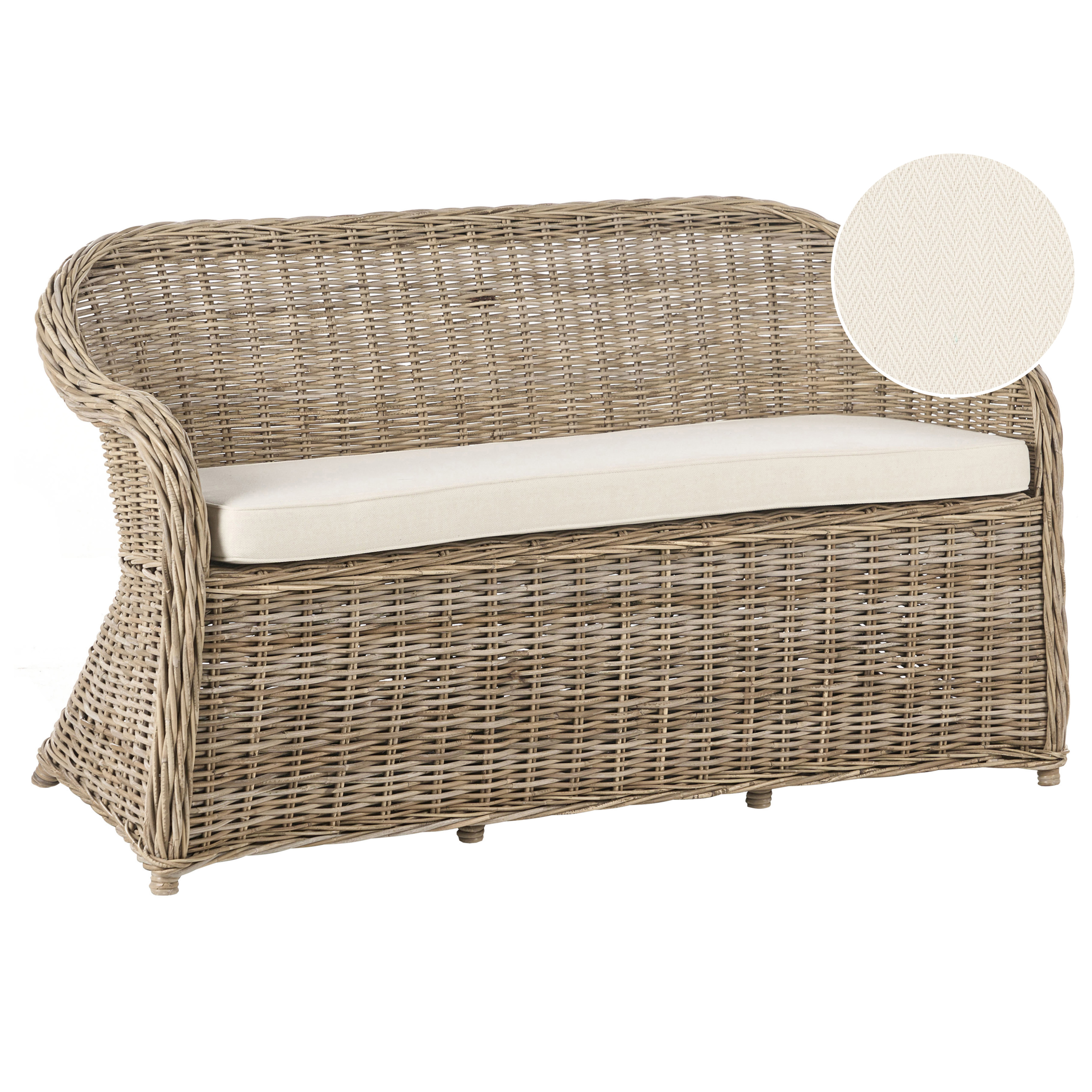 Havebænk med hynde SUSUA 150 cm Rattan Naturlig