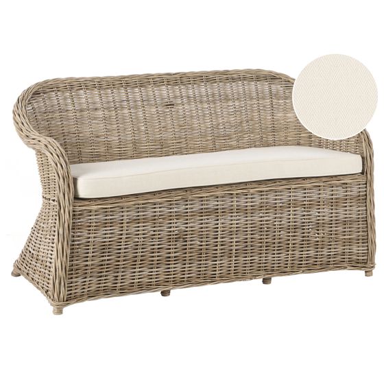 Havebænk med hynde SUSUA 150 cm Rattan Naturlig
