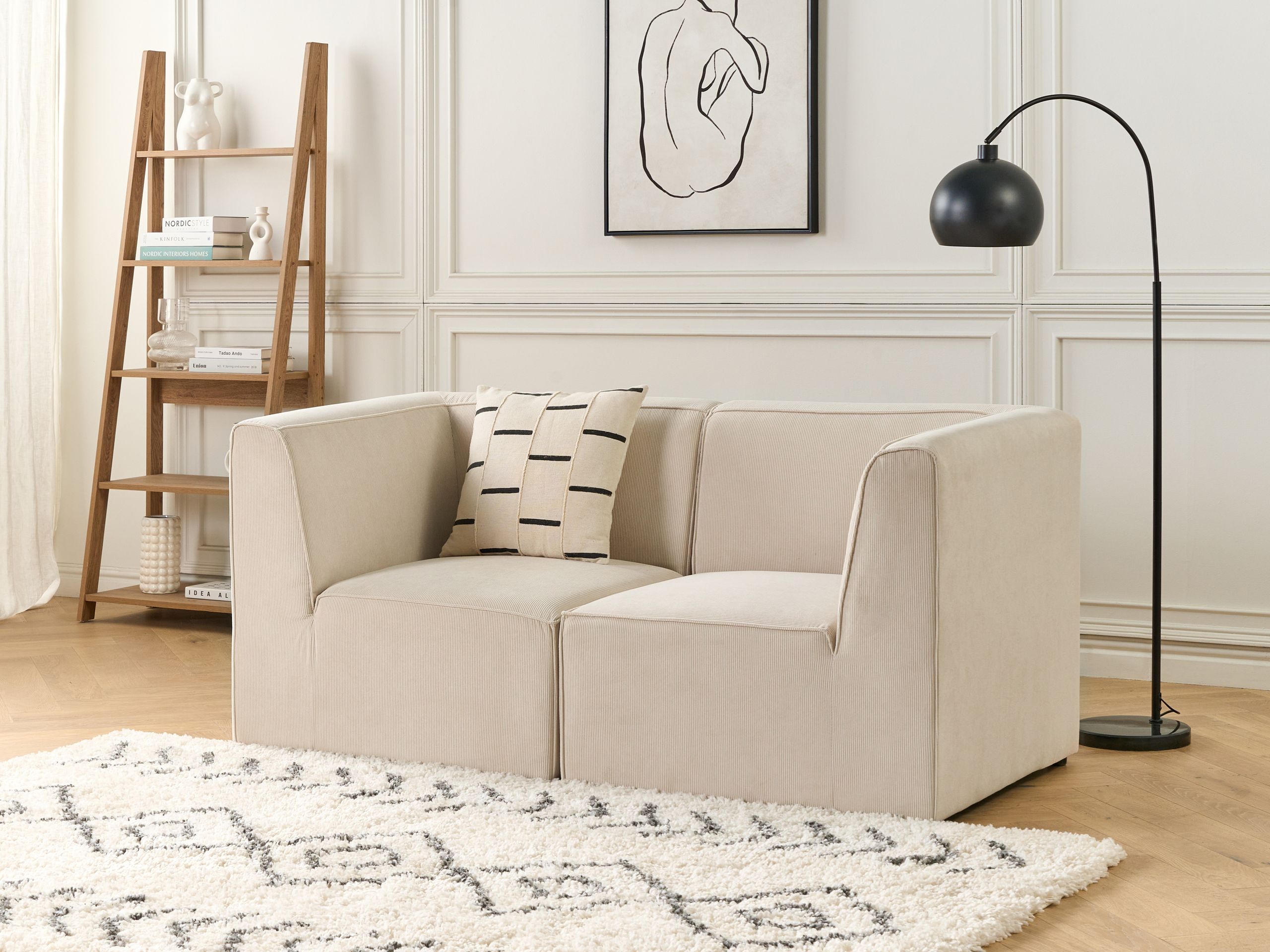 Modulsofa 2 personers LEMVIG Fløjl Lys Beige