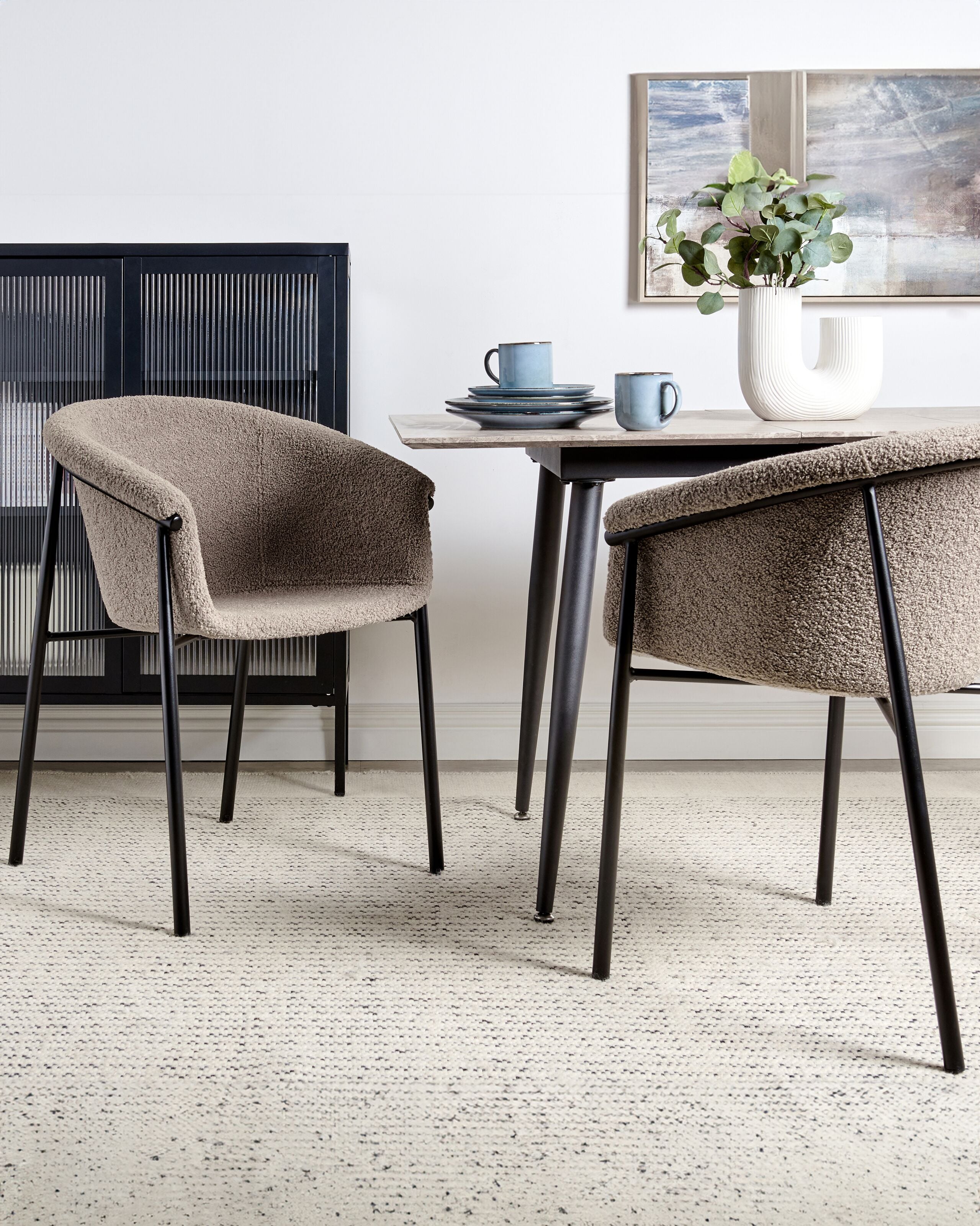 Sæt med 2 spisebordsstole AMES Boucle Brungrå
