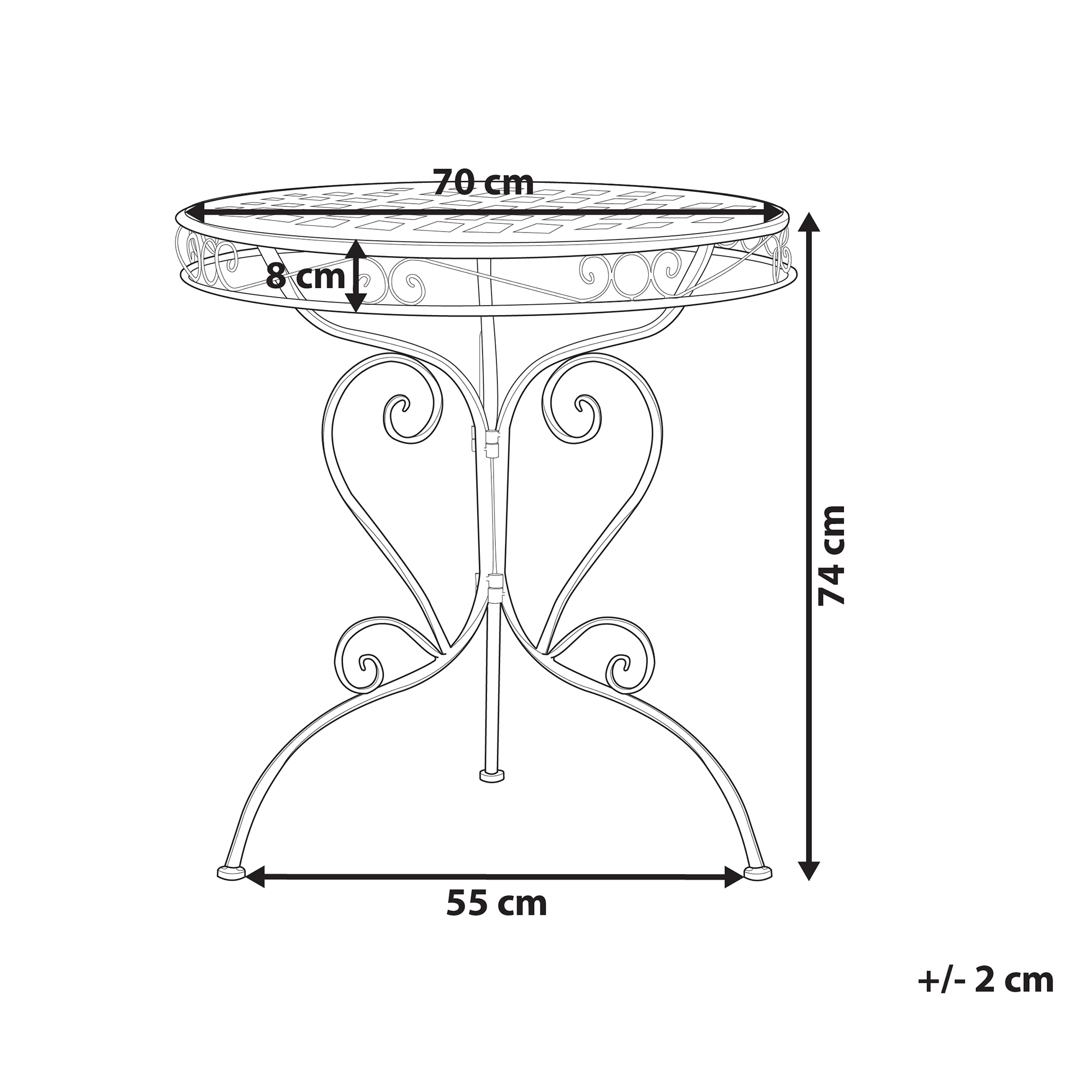 Bistro bord ALBINIA 70 cm 70 cm Metal Lyserød