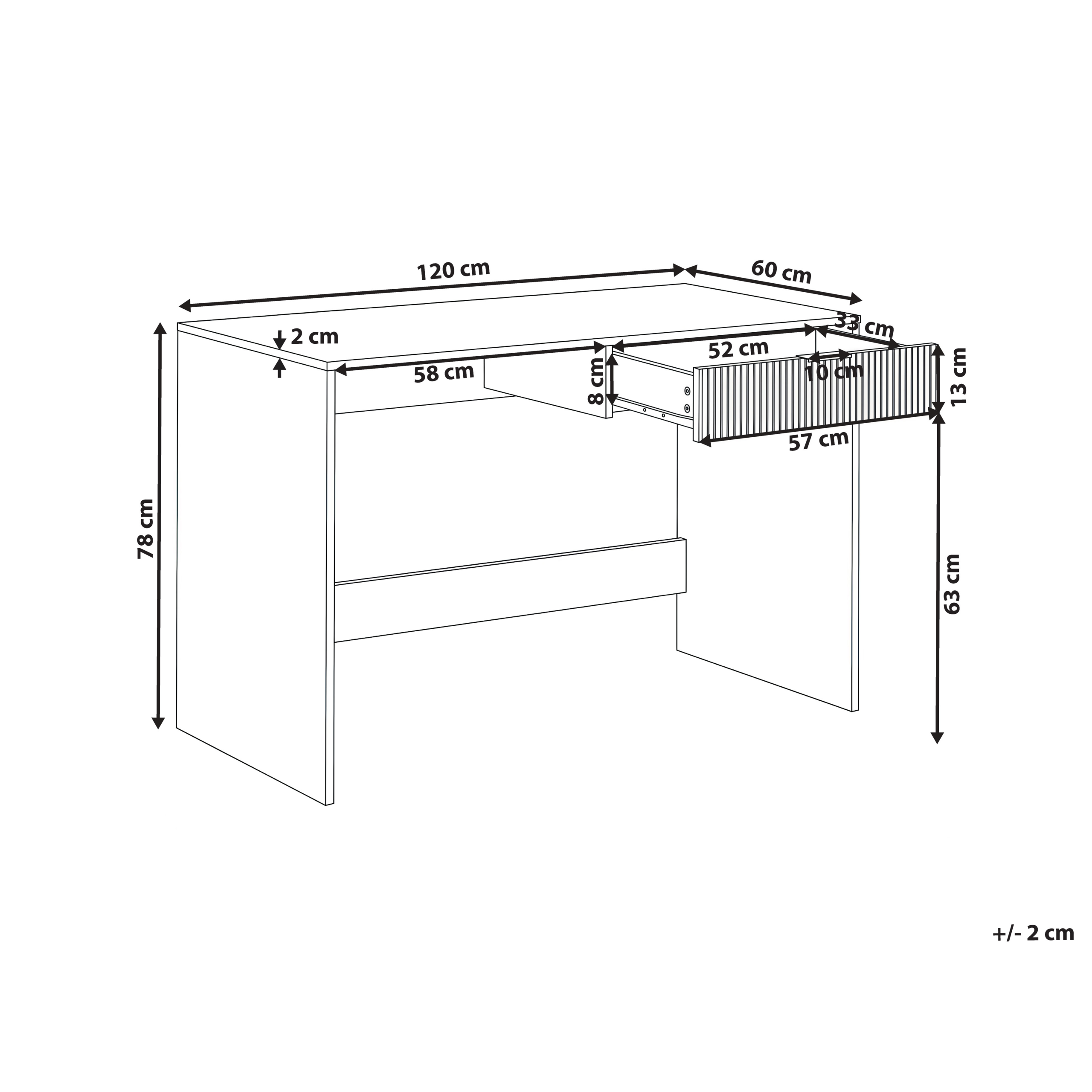 Skrivebord LUTETIA 120 cm 60 cm Hvid