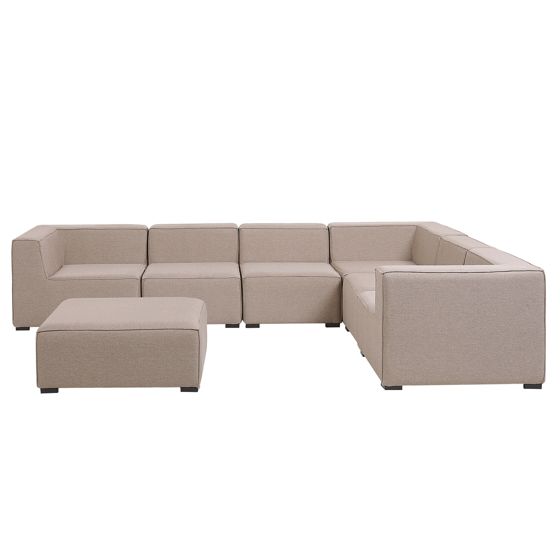 Have-hjørnesofa med fodskammel 7 personers AREZZO Beige Venstrevendt