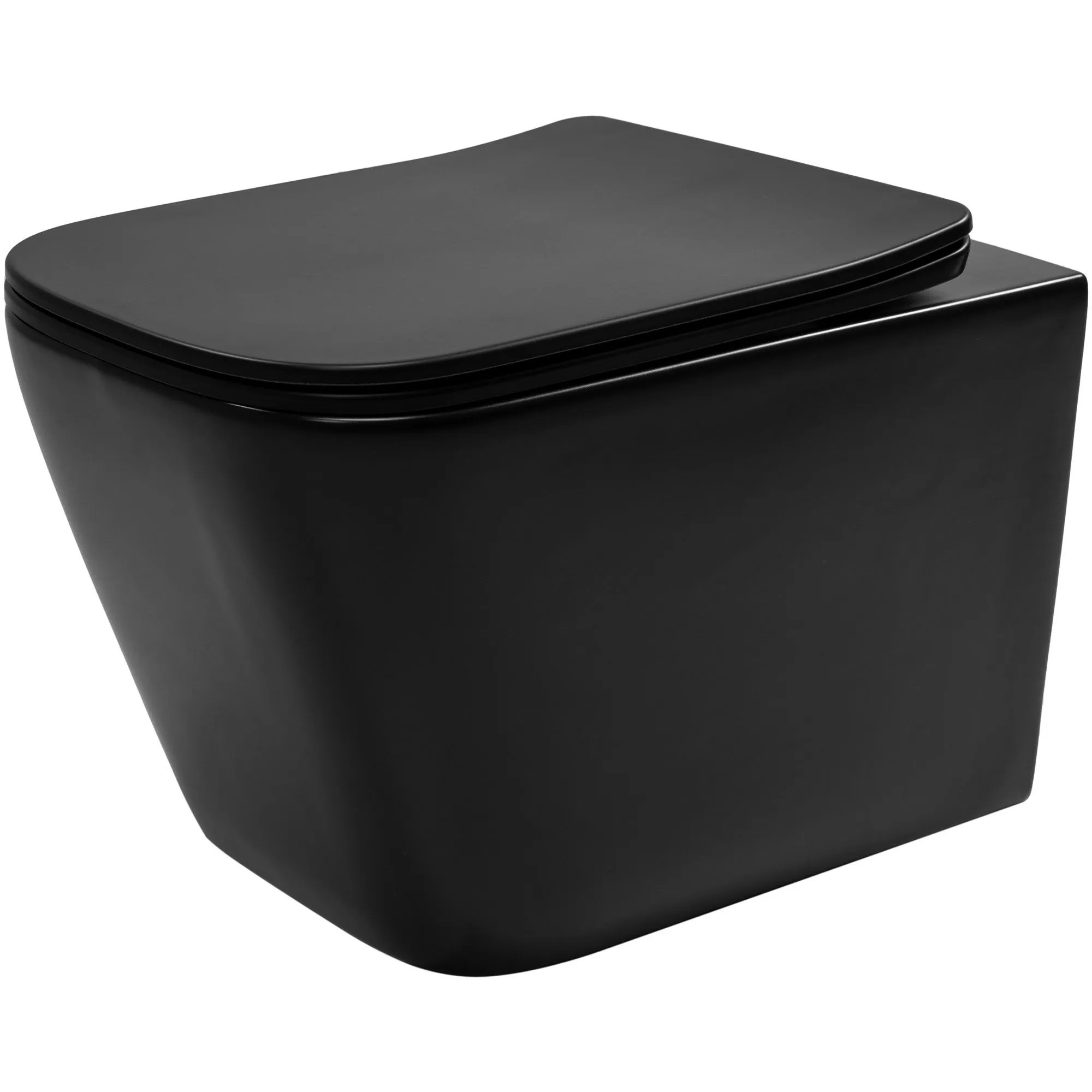 REA væghængt toilet JULIO RIMLESS DUROPLAST/FLAT/ZM MATT Sort, 51,5x34,5x30cm