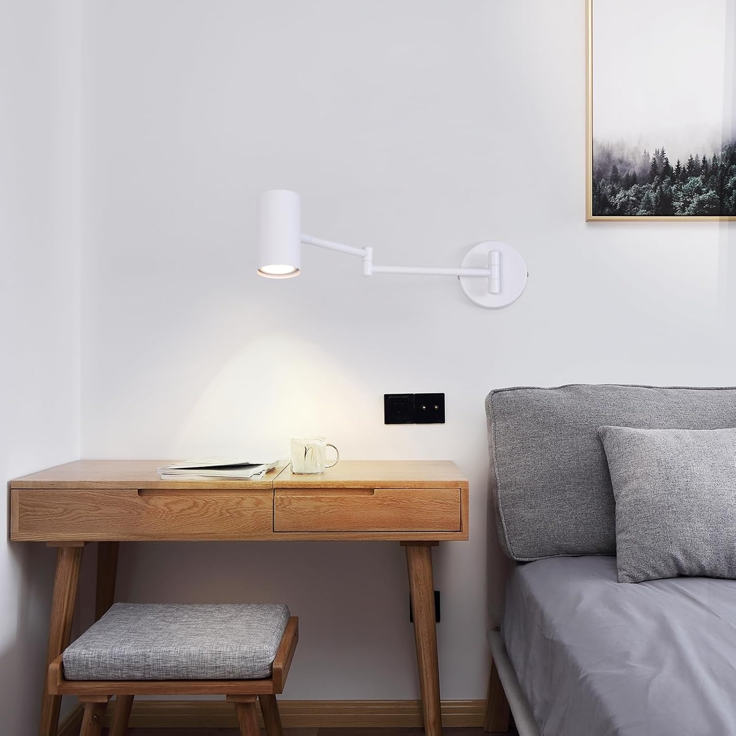 NETTLIFE Indendørs væglampe, GU10 - Soveværelse, Lampe, Vægspotlight, Væglamper, Moderne Hvid, Uden, Pære