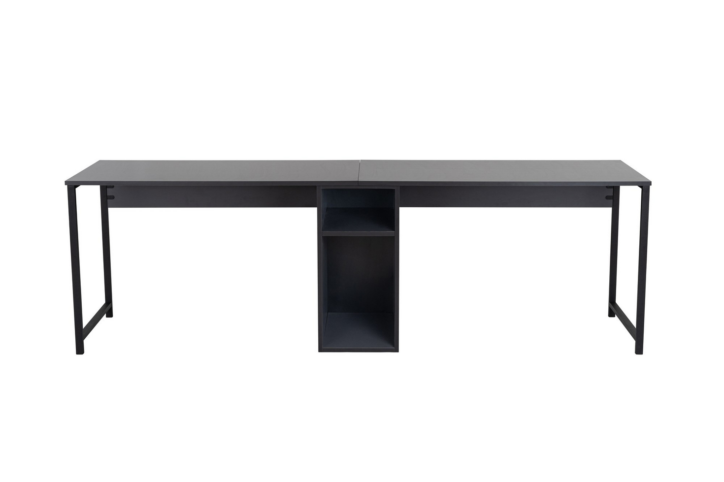 Norda Design Moderne skrivebord med hylder, 240x60x74 cm | 100% melamin, metalben | vægmonterbar