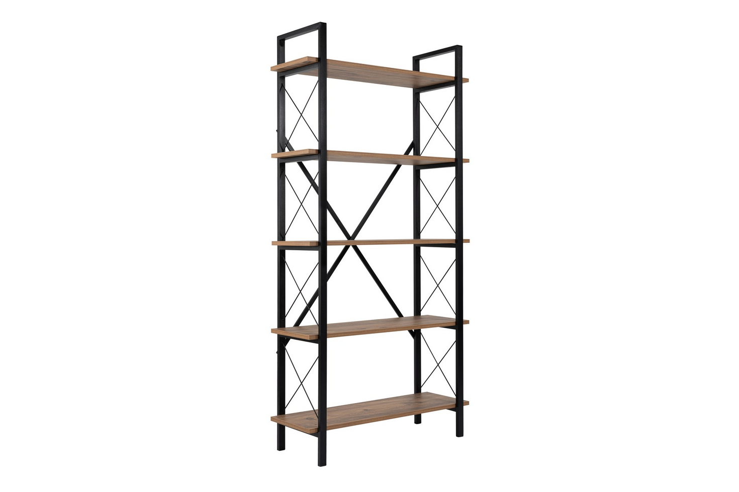 Norda Design Industriel reol, 90x180x34 cm, metalramme, vægmonterbar, 100% melamin
