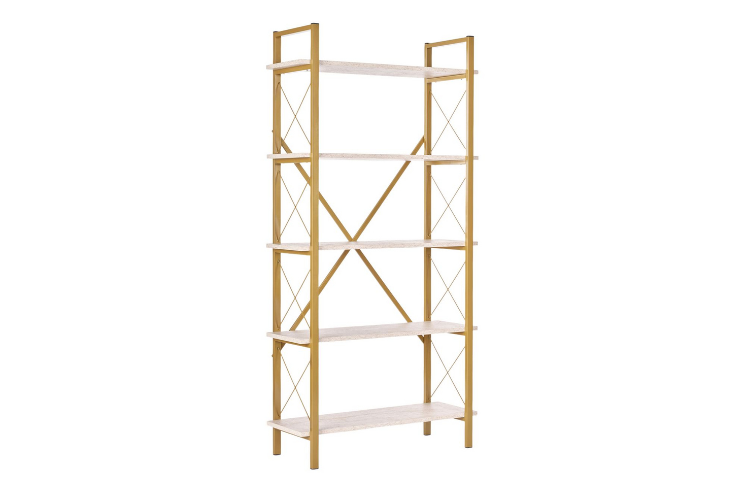 Norda Design Moderne glam-reol, 90x180x34 cm, 100% melamin, metalramme, vægmonterbar