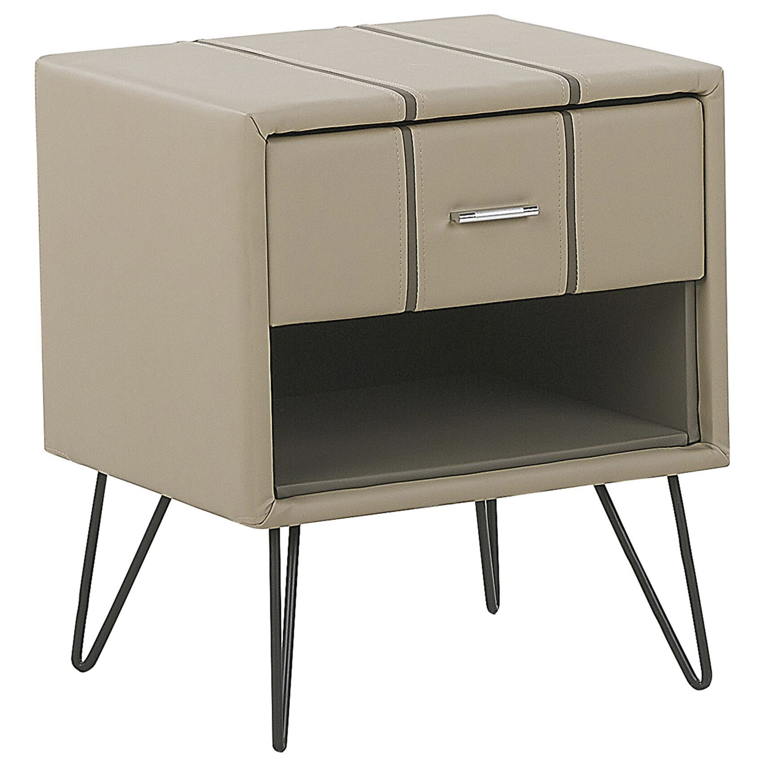 Natbord med 1 skuffe BETIN Kunstlæder Beige