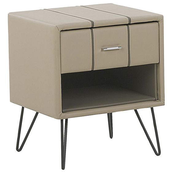 Natbord med 1 skuffe BETIN Kunstlæder Beige