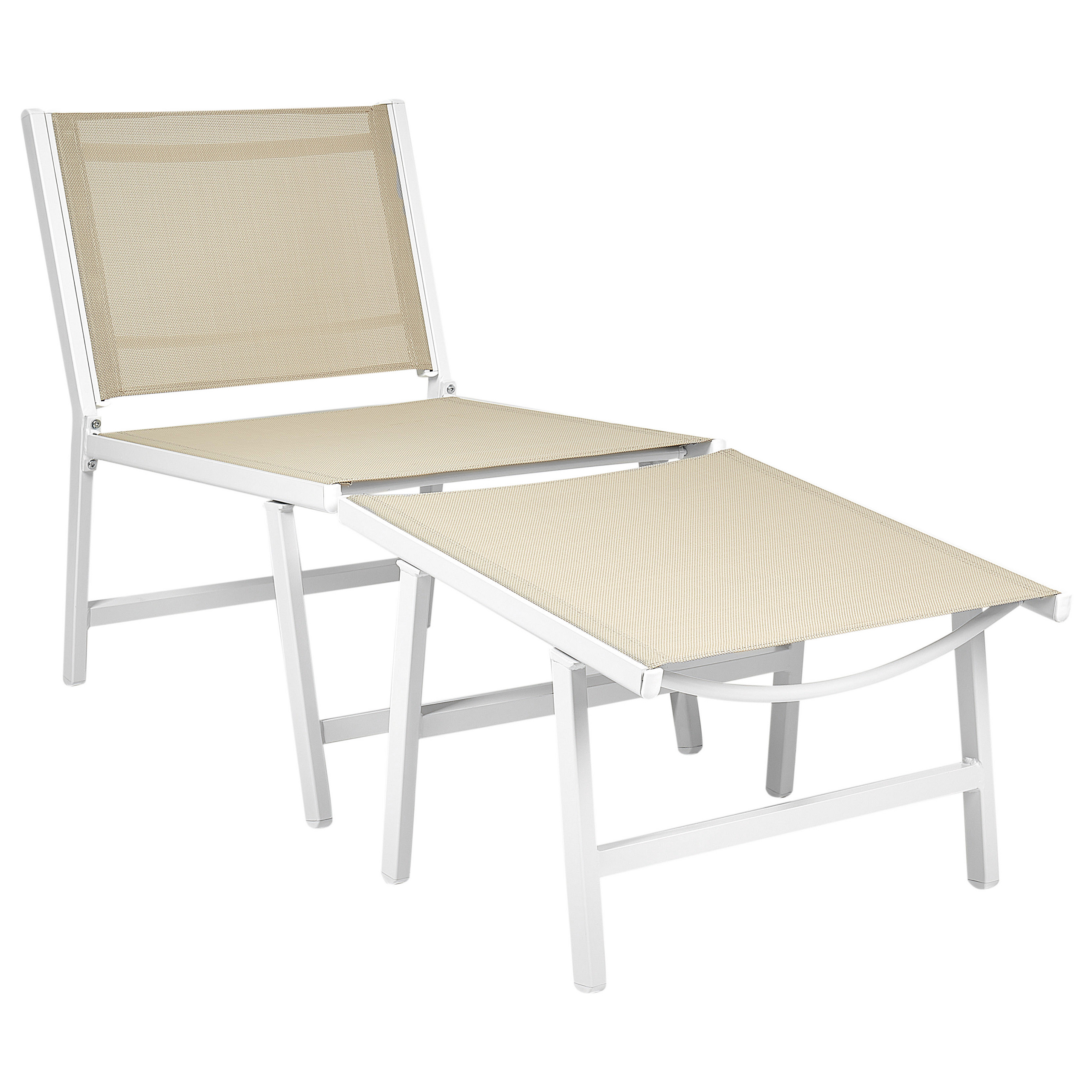 Havestol MARCEDDI med fodskammel Metal Hvid/beige