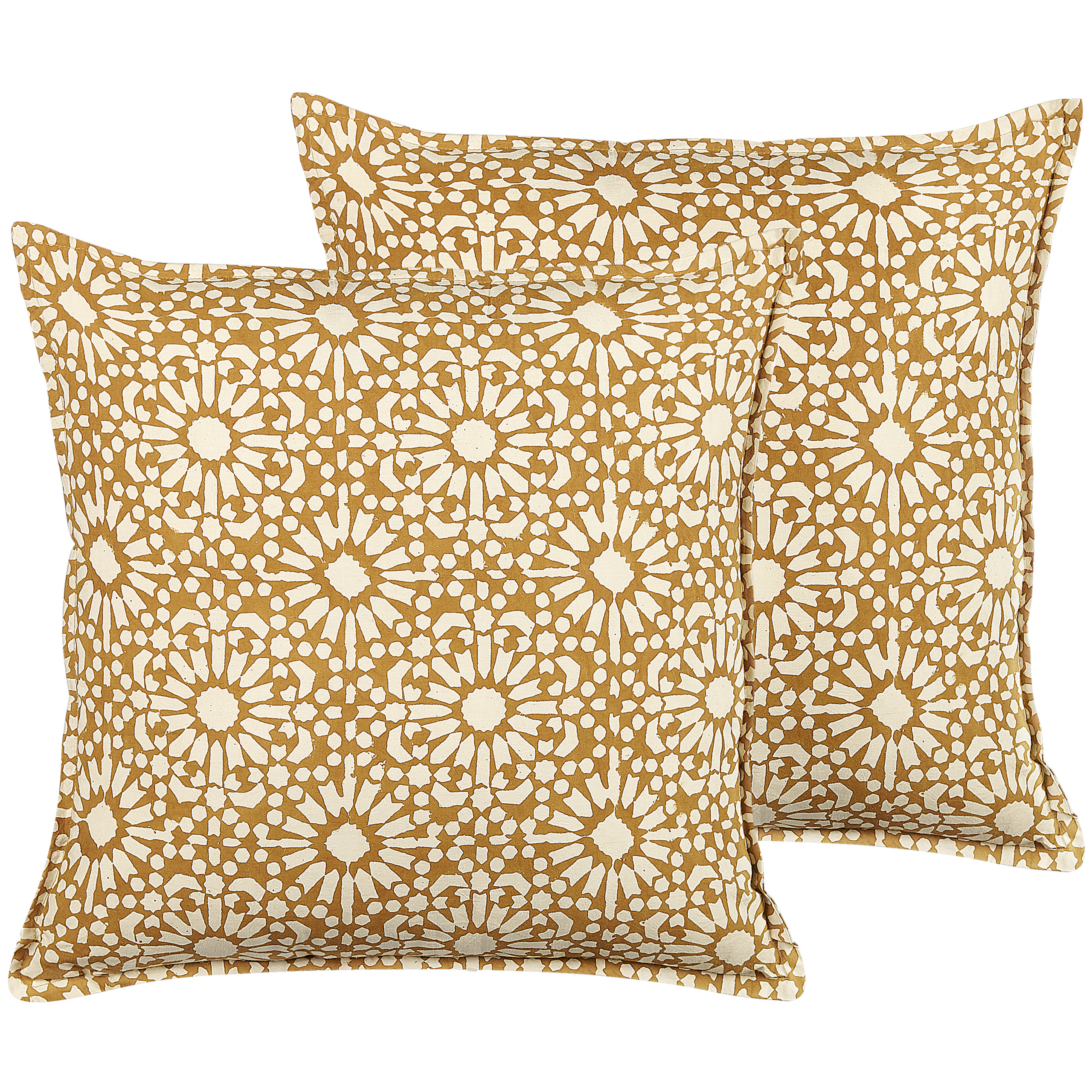Sæt af 2 pyntepuder CEIBA 45 x 45 cm Bomuld Beige Geometrisk mønster