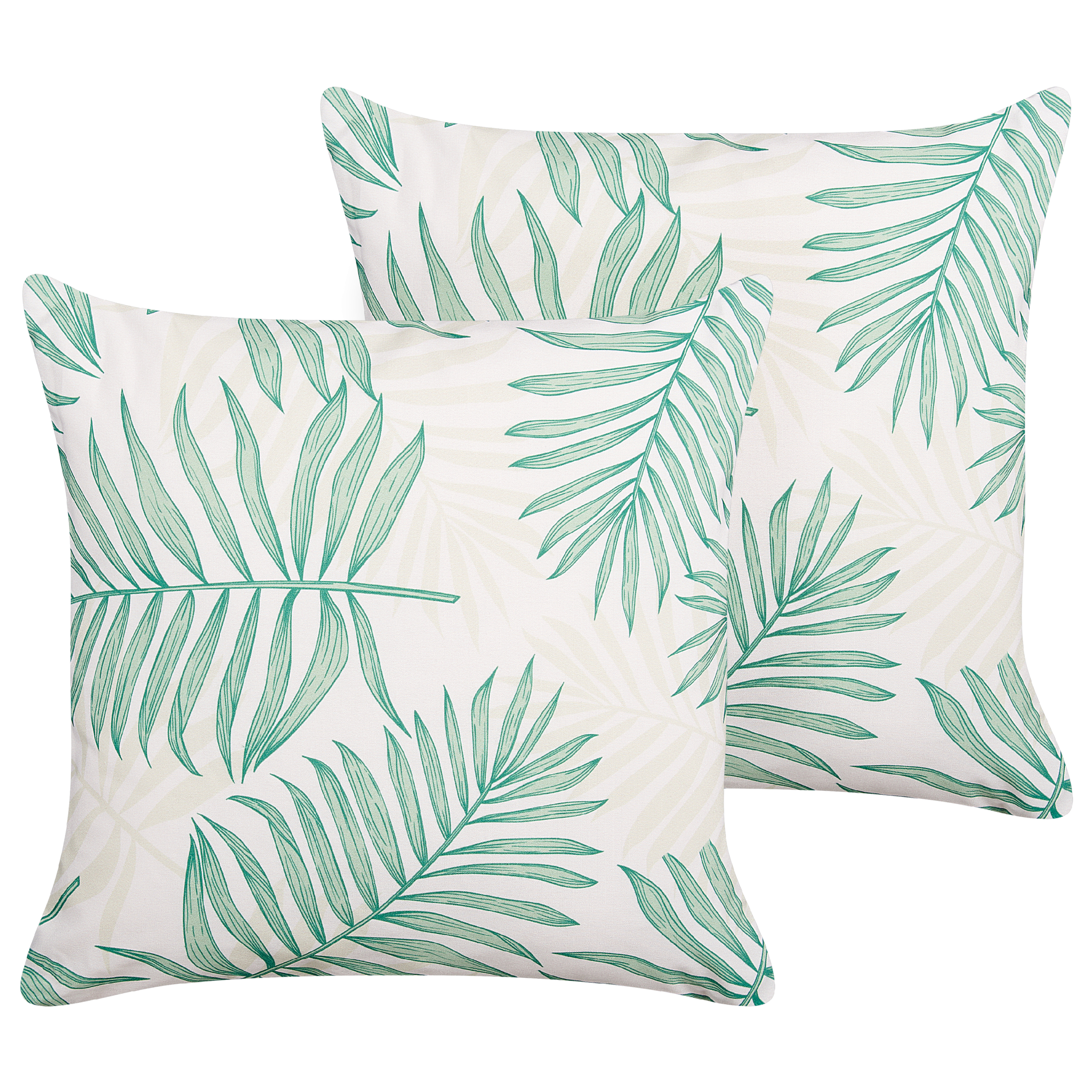 Sæt af 2 havehynder POGGIO Plante mønster 45 x 45 cm Grøn