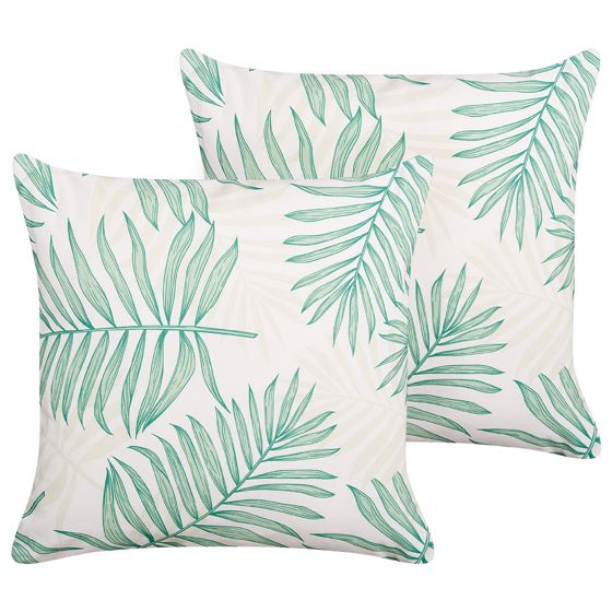Sæt af 2 havehynder POGGIO Plante mønster 45 x 45 cm Grøn