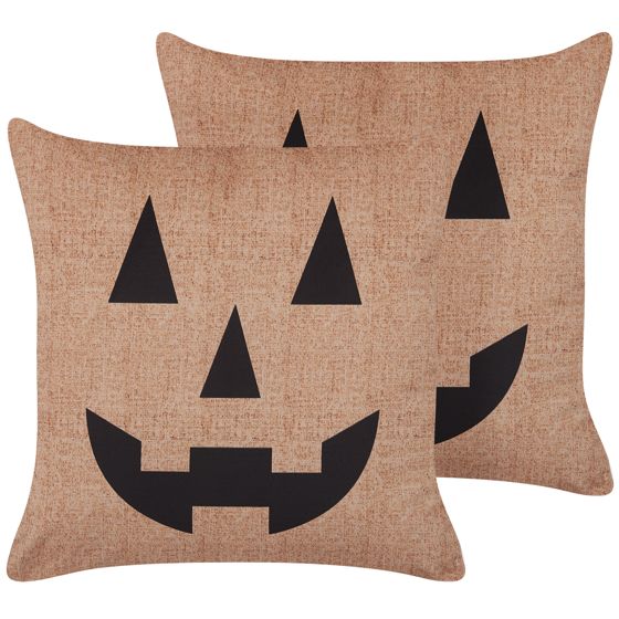 Sæt af 2 pyntepuder SEBES 45 x 45 cm Velour Beige Abstraktmønster