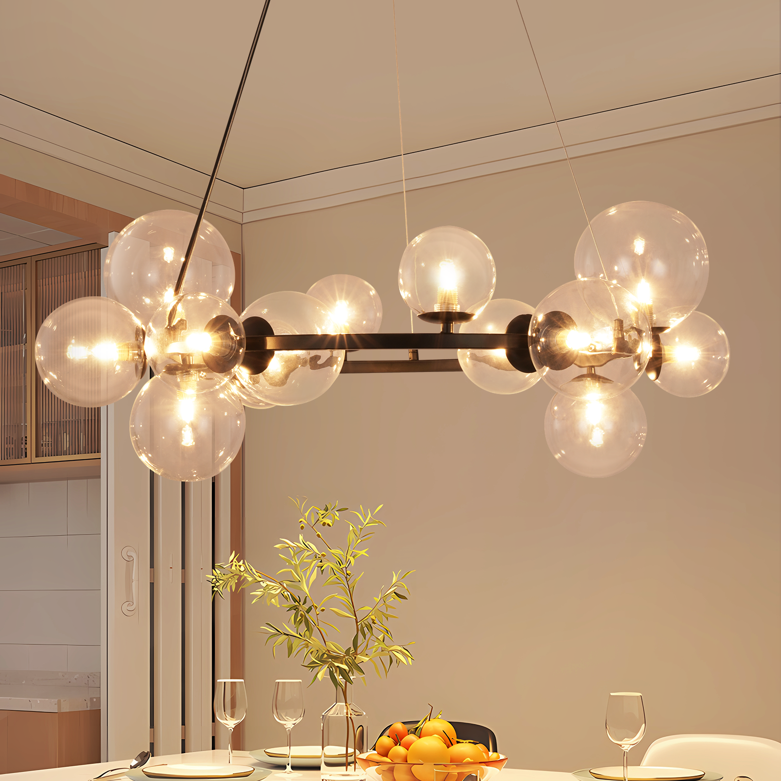 NETTLIFE pendellampe spisebord til stuen - G9 14 flammer moderne transparent trappe