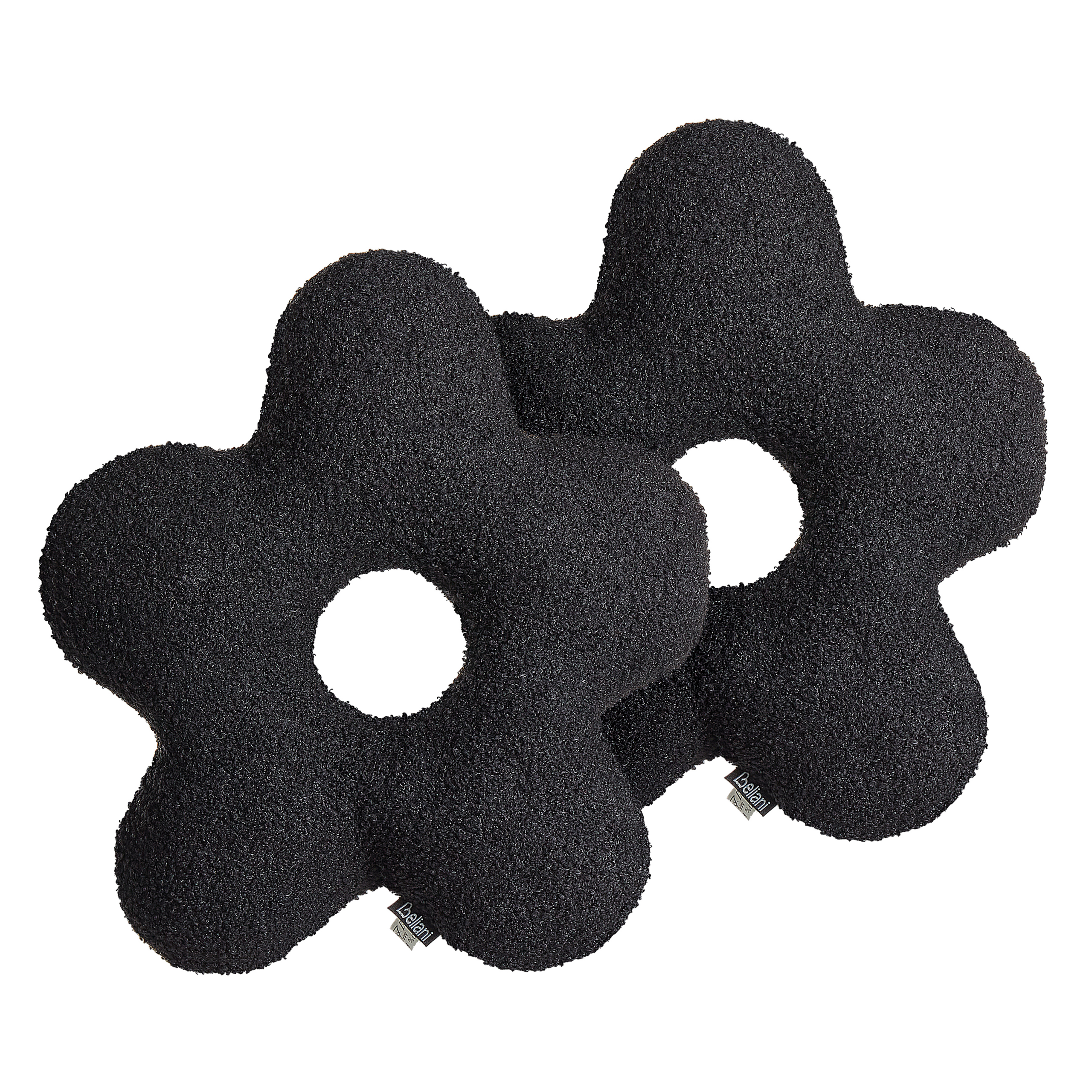 Sæt af 2 pyntepuder CAMPONULA 40 x 40 cm Boucle Sort Ensfarvet