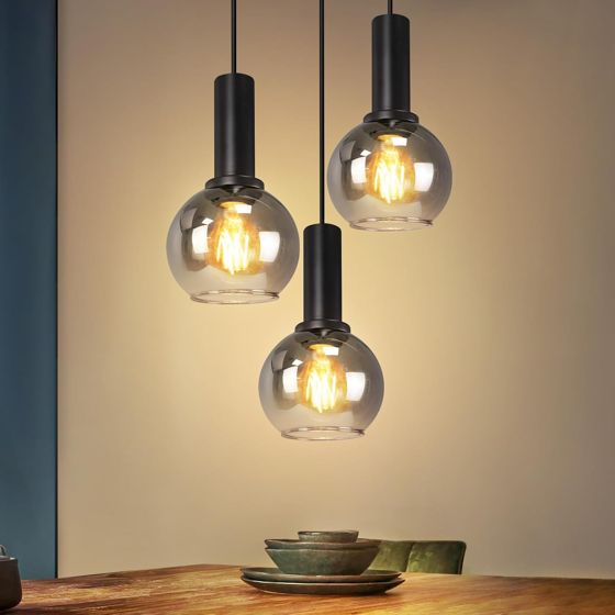 NETTLIFE pendellampe til spisebord, vintage-stil 3-flammende glaspendellampe, E27