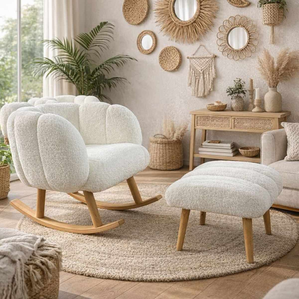 Norda Design Øreklapstol- og puffesæt (2 Pieces) Lotus Lotus Wing Chair 42 x 70 x 94 cm